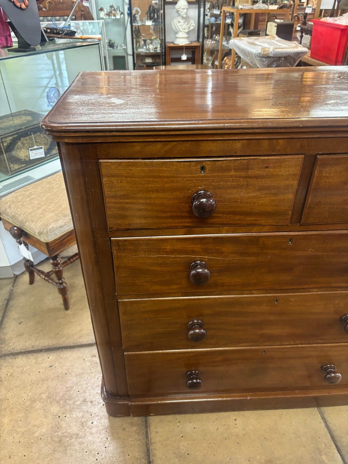 Antique Late Victorian Mahogany Two Over Three Chest Of Drawers As Found photo furniture
