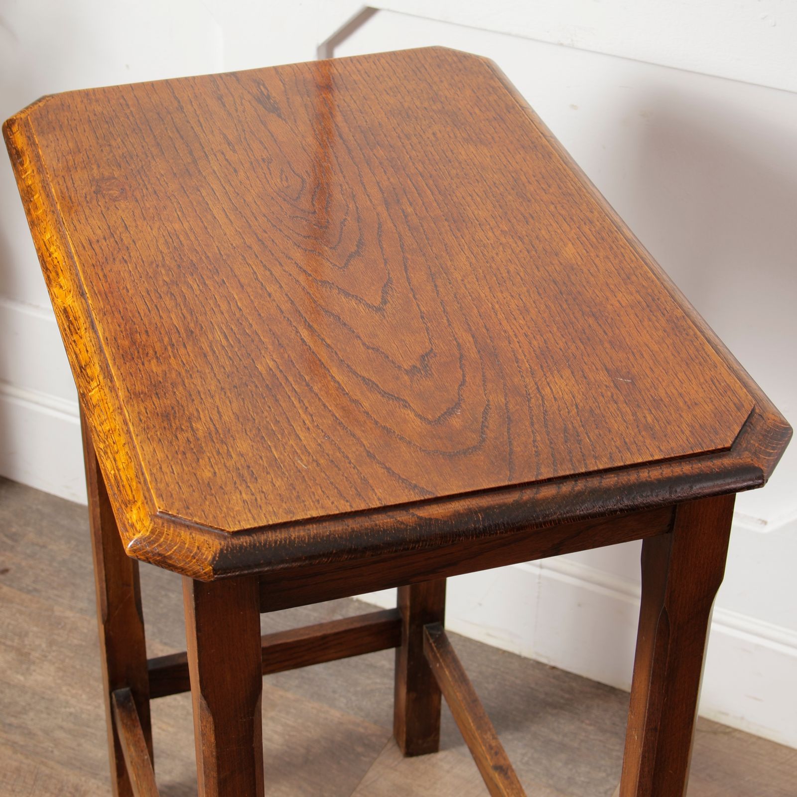 Vintage Oak Side Table With Chamfered Legs photo Furniture