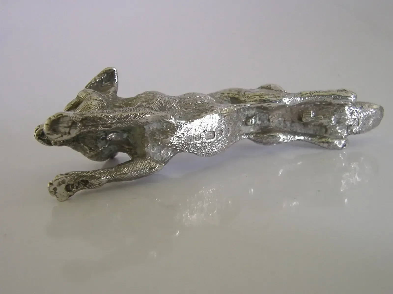 photo for sale Heavy 104g English Sterling Silver Running Fox Figure 1968 Animal Hunting