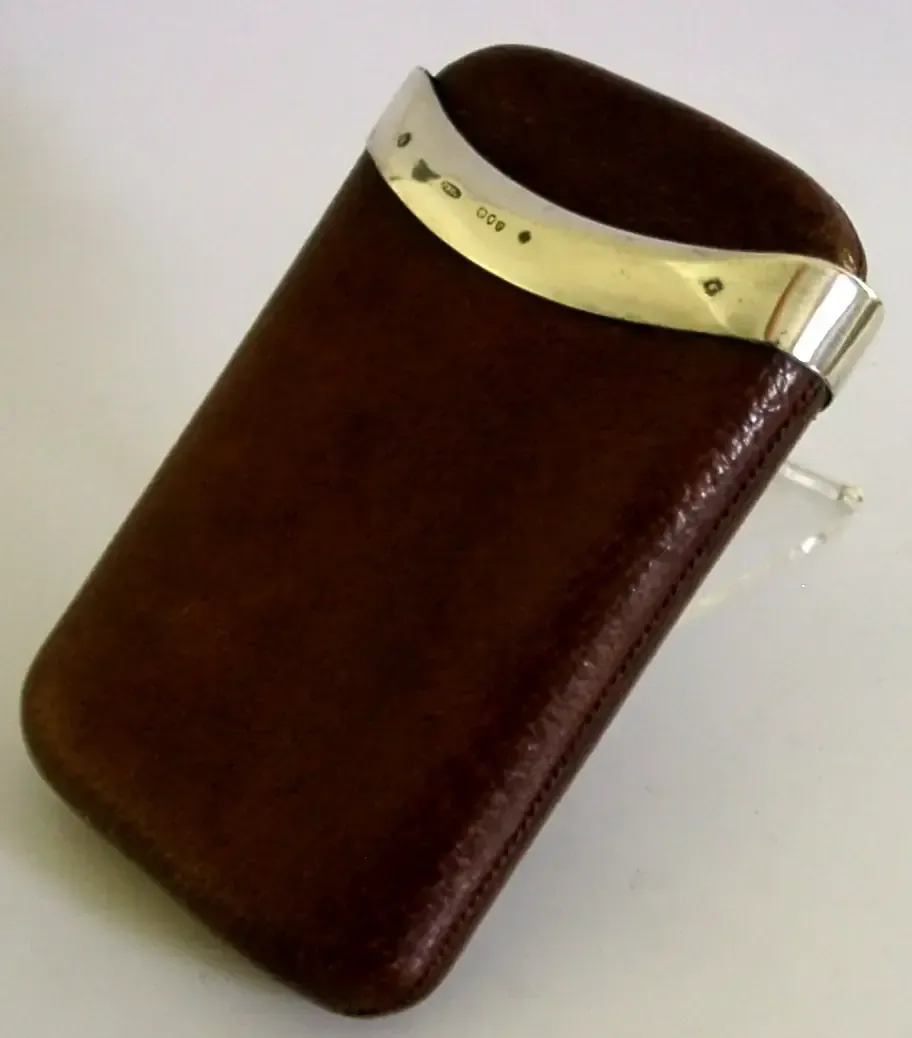 Étui à cigares victorien en cuir et argent sterling, 1890 photo 375.0