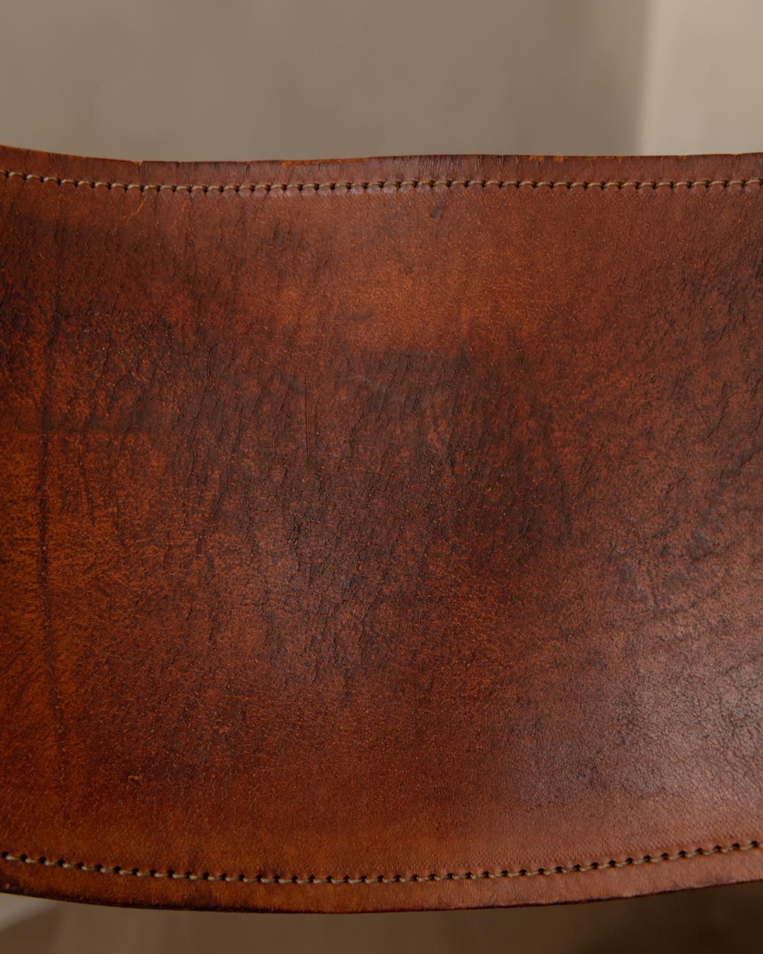 photo furniture Vintage Maison Regain Elm & Cognac Leather Chair, France, 1970s