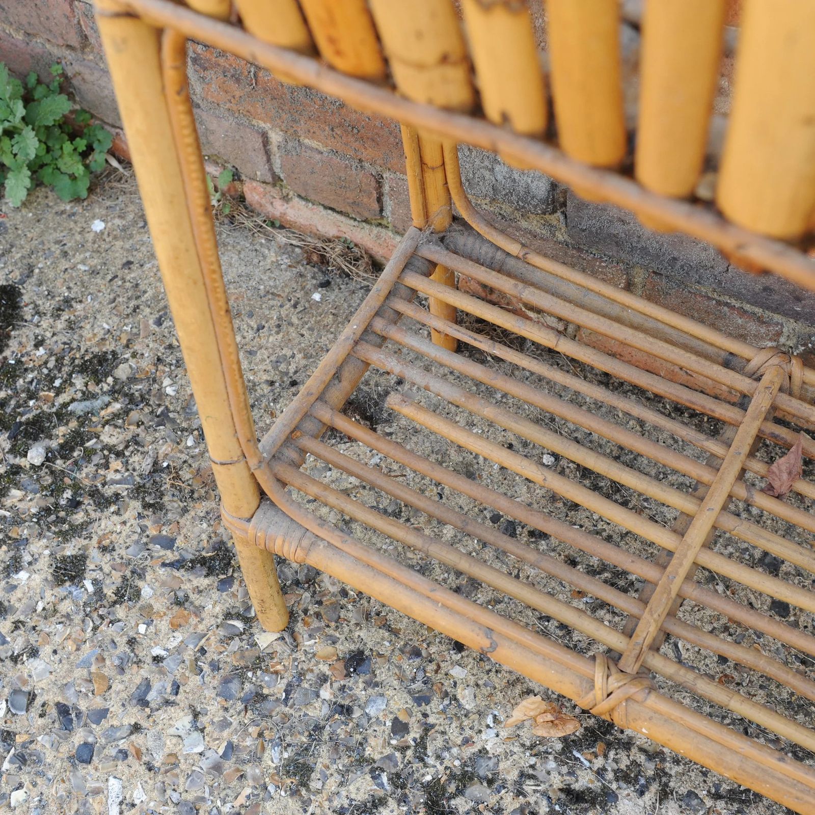 French Bamboo And Rattan Two Tier Jardinière Planter, 1960s photo 125.0