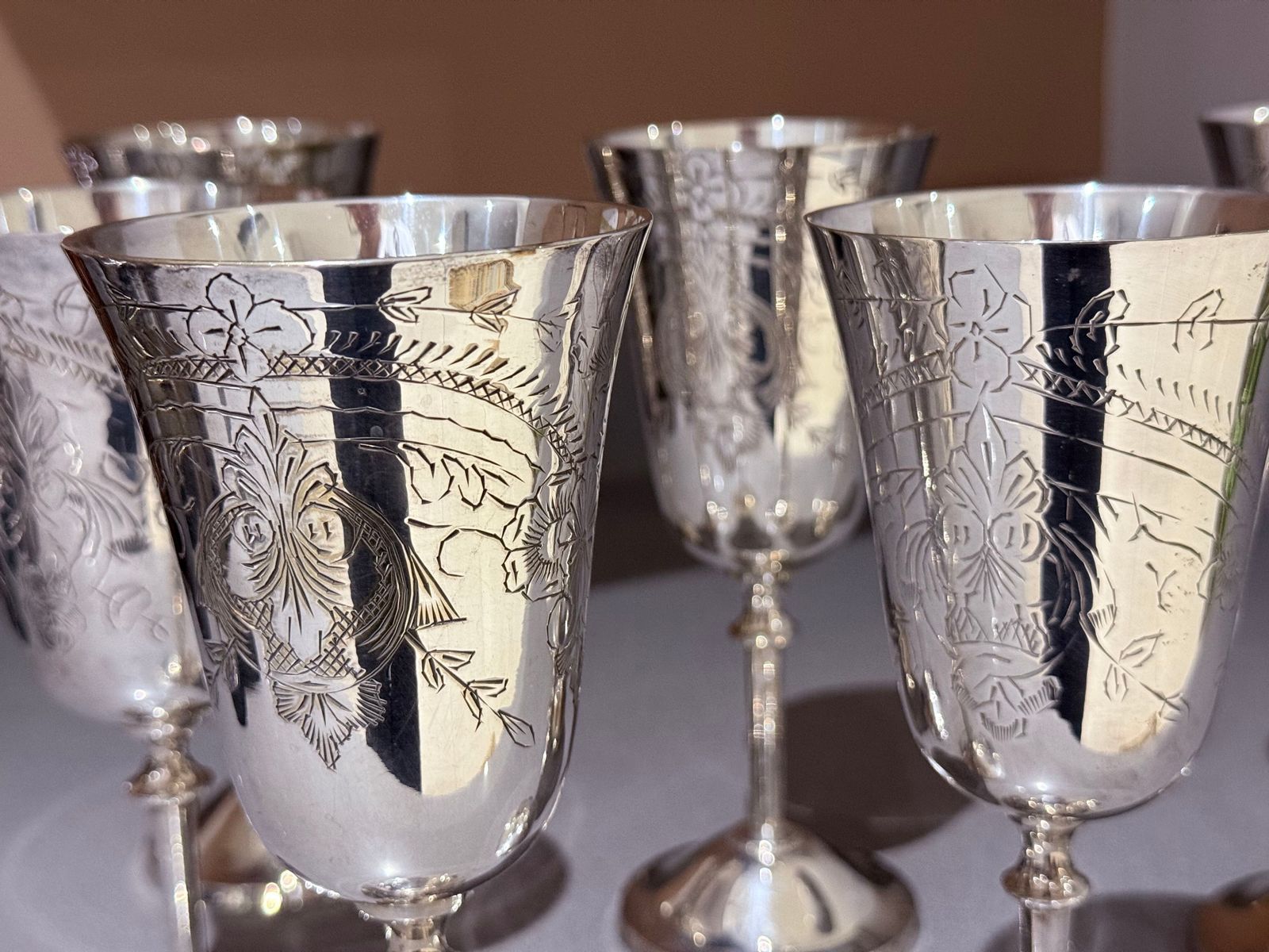 Glasses Silver Alpaca Botticelli's Venus Drinking Glassware For Sale Set Of Six photo vinterior