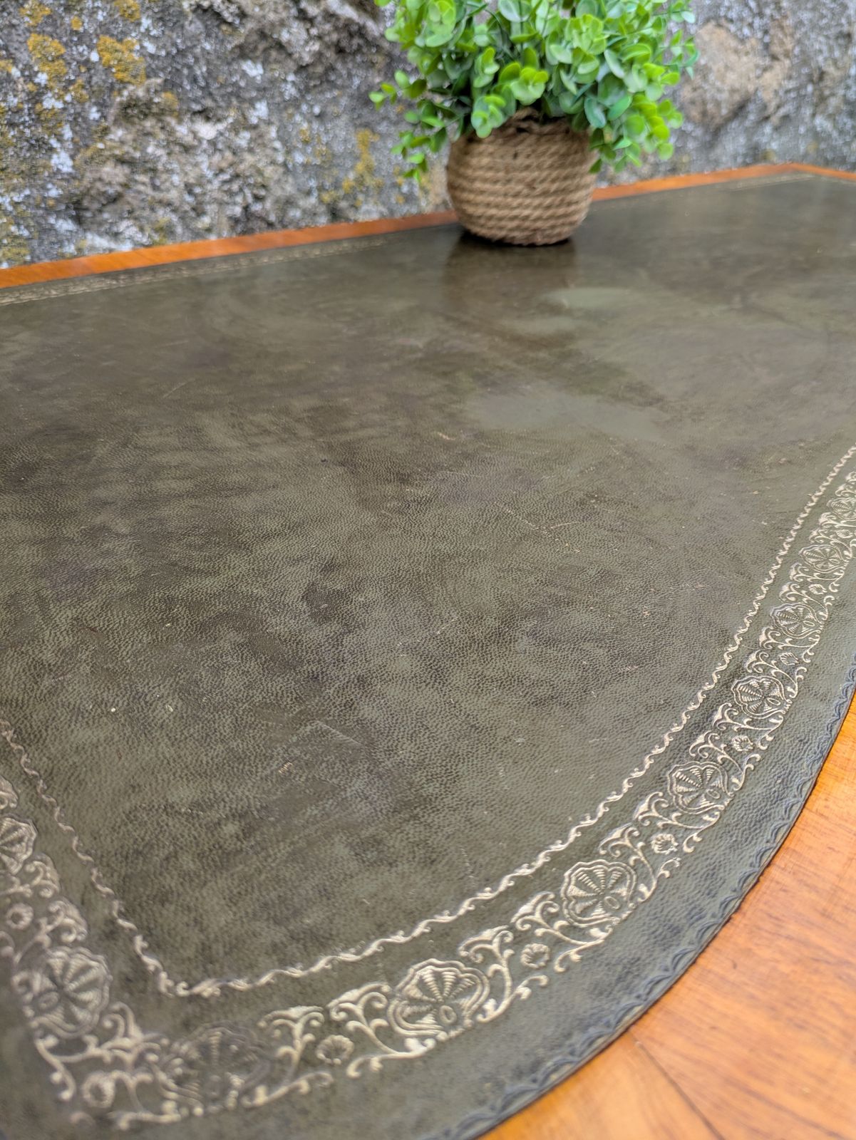 Vintage Green Leather Top Captains Pedestal Desk photo buy