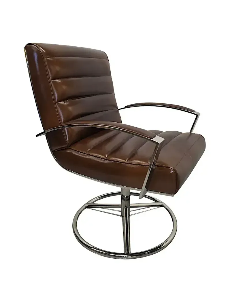 Bureaustoel of Kantoorstoel in Mid-Century Stijl, Leer en Chroom, Draaibaar photo furniture