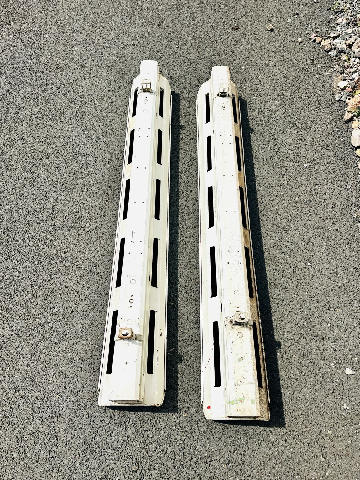 Pair Of 6ft Vintage Fluorescent Lightshades With Fittings photo for sale