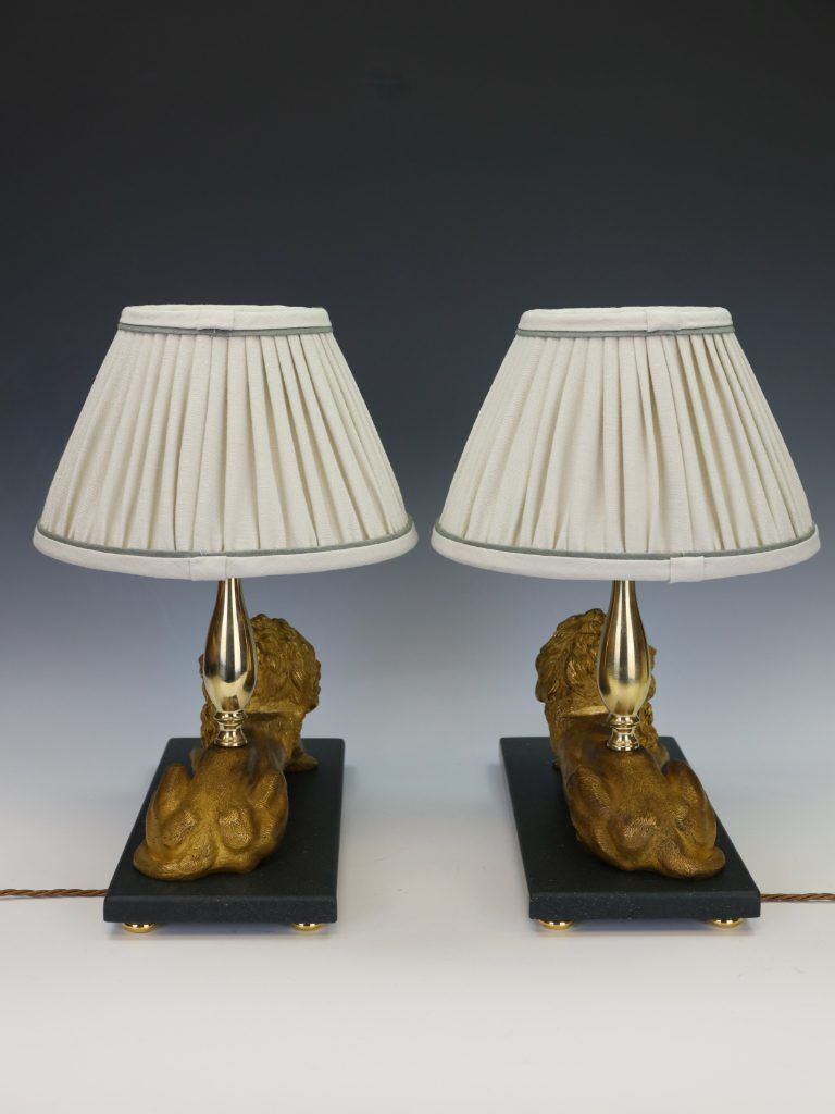 Magnificent Pair Of Gilt Bronze Lion Table Lamps By Henri Picard photo vinterior