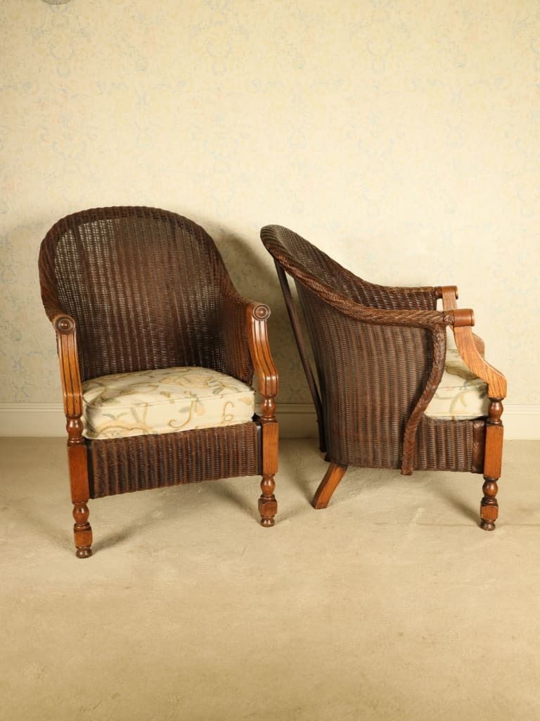 Rare Pair Of 1930s "Zeppelin" Lloyd Loom Armchairs By W. Lusty & Sons photo vinterior