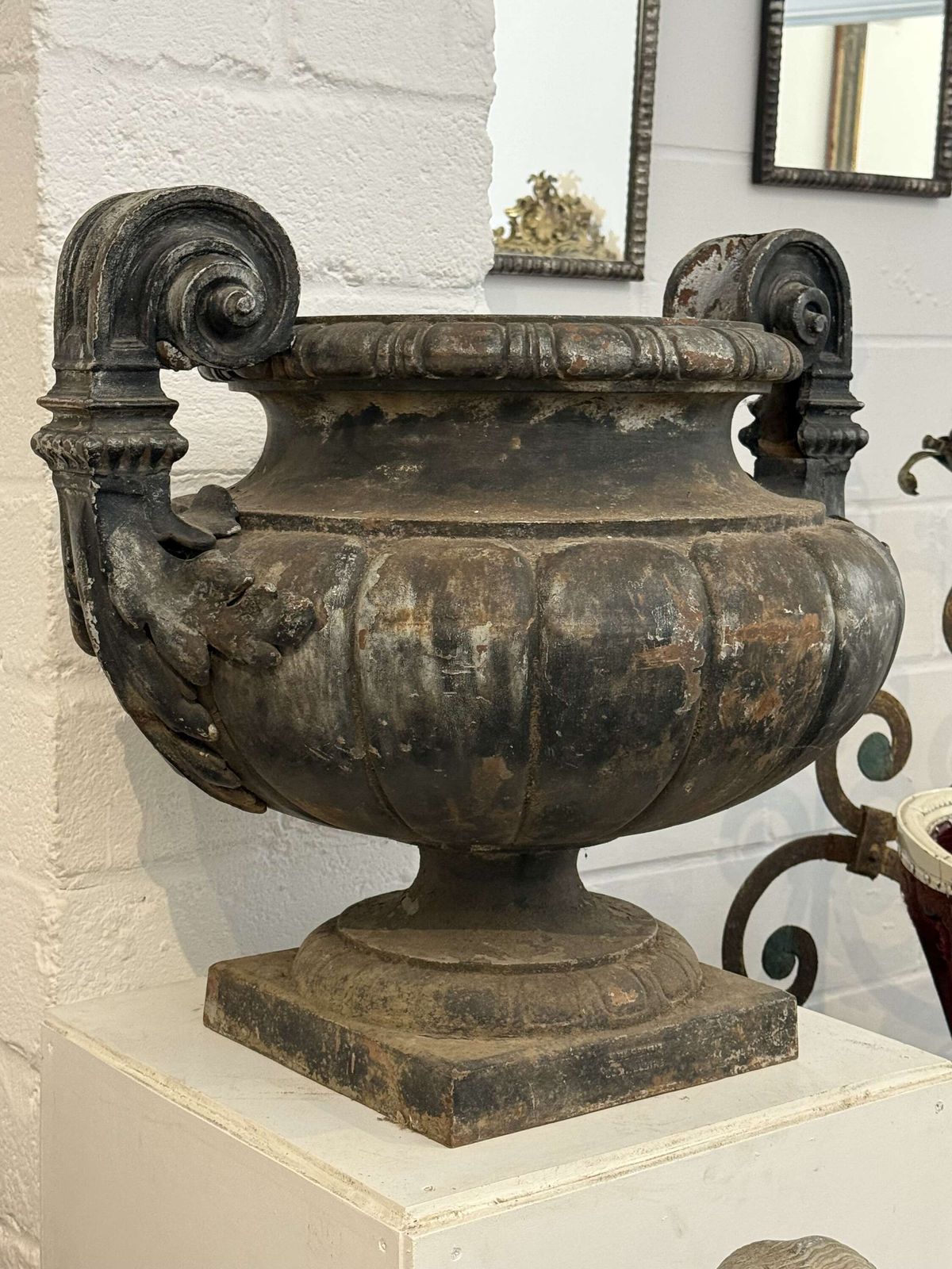 Large 19th Century Cast Iron Urn By Durenne