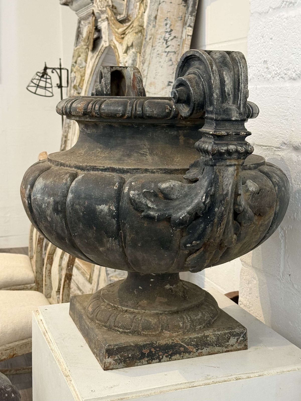 Large 19th Century Cast Iron Urn By Durenne photo Home Decor
