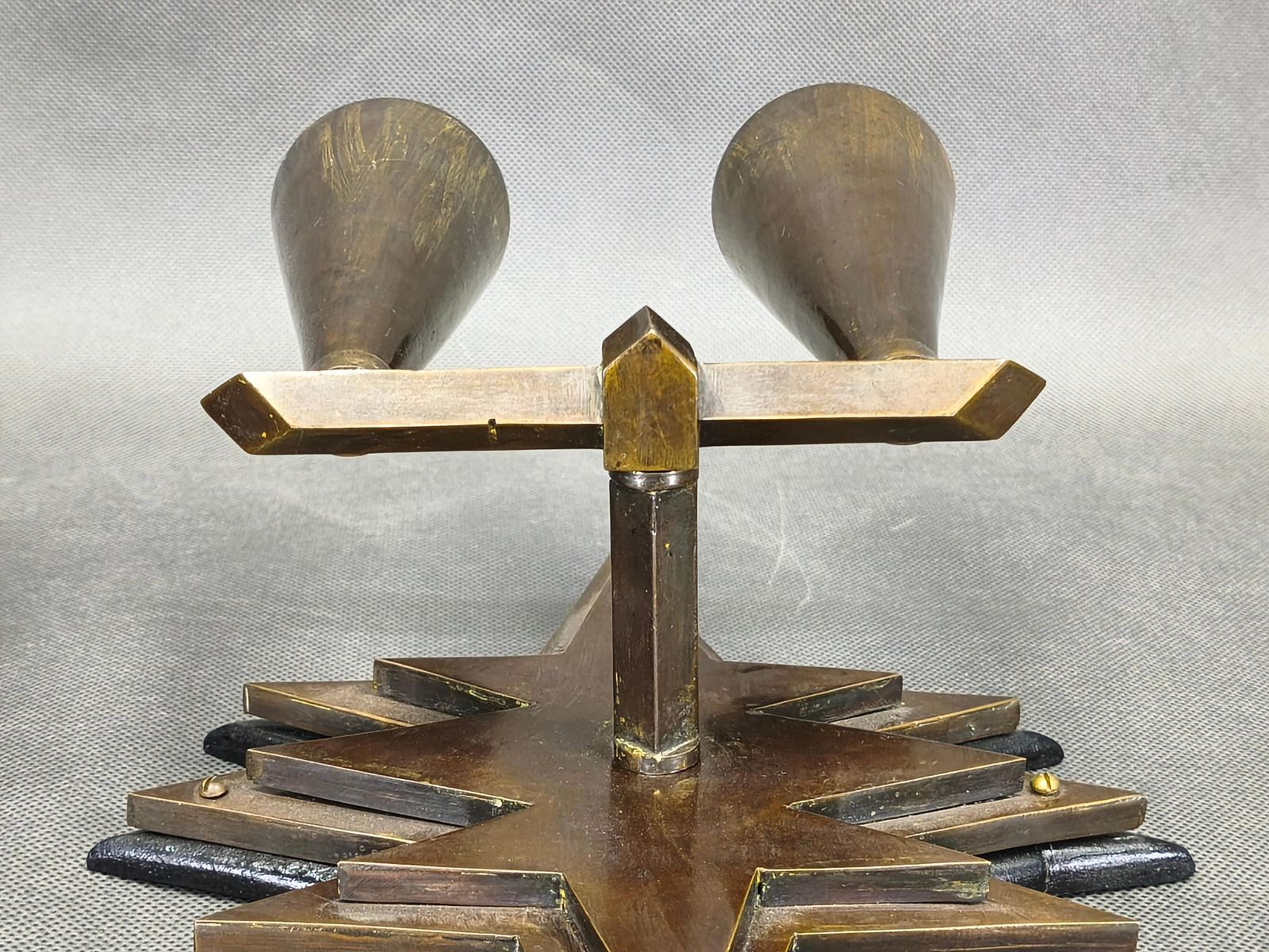 photo for sale Pair Of Czech Cubist Brass Wall Lights, Czechoslovakia, 1920s