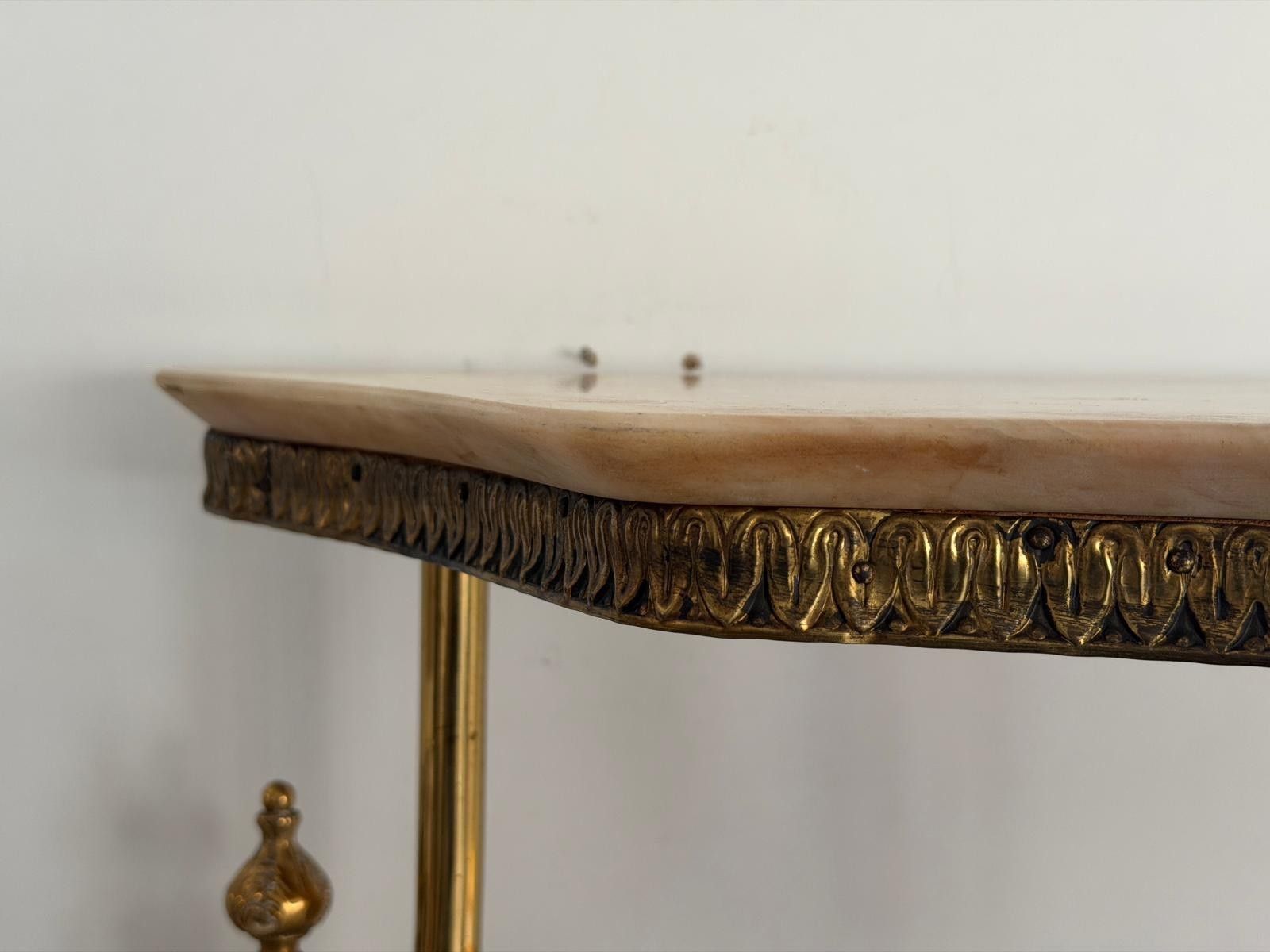 Mid Century Brass And Marble Top Floating Floor Console Table, 1950s, Italy photo buy