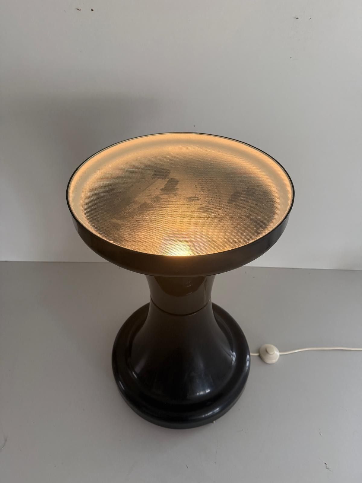 Space Age Black Plexi Body And Glass Cover Floor Lamp, 1970s, Italy photo vintage