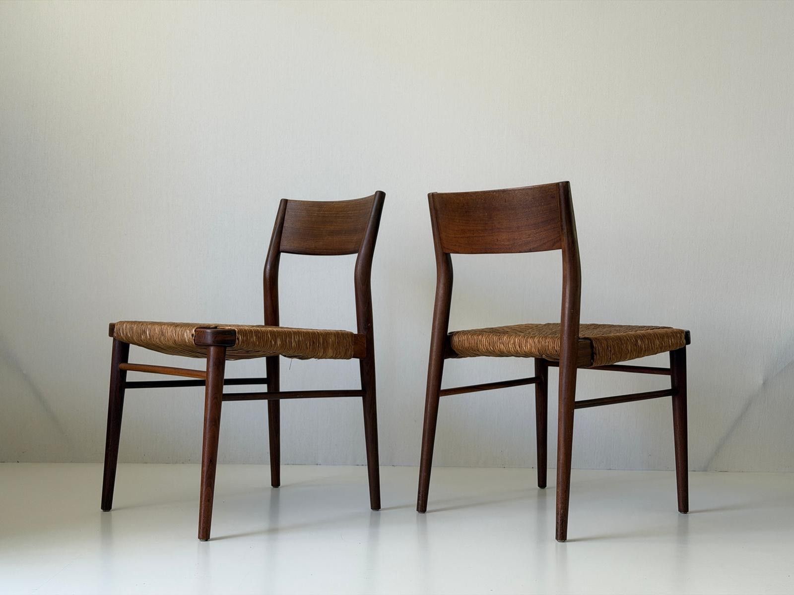 Straw And Teak Pair Of Chairs, 1960s, Denmark photo buy