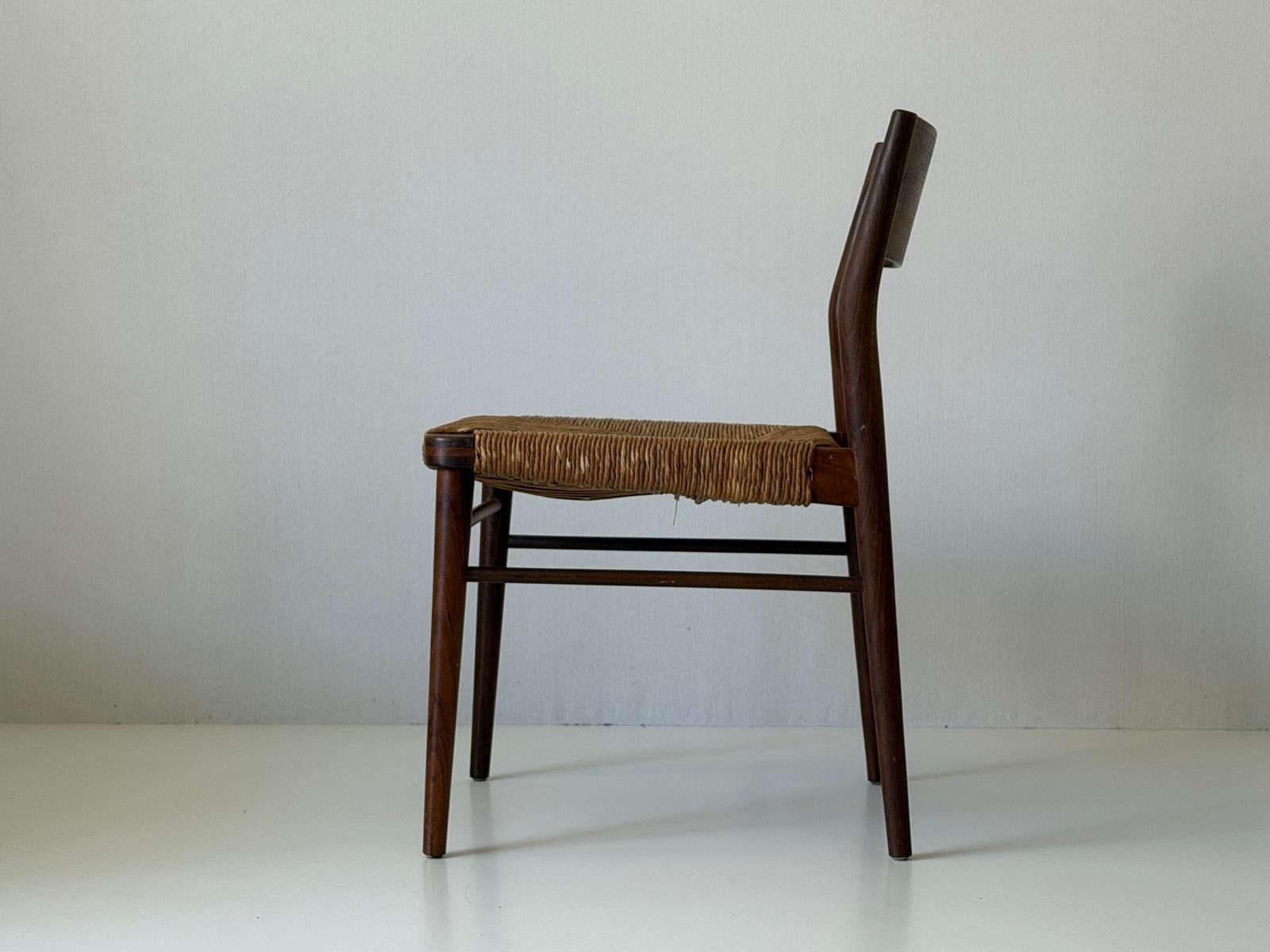Straw And Teak Pair Of Chairs, 1960s, Denmark photo vintage