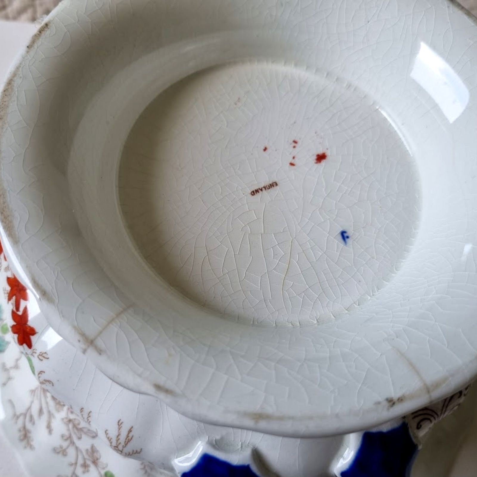 Victoriaanse Staffordshire Imari-stijl schaal op voetstuk photo buy