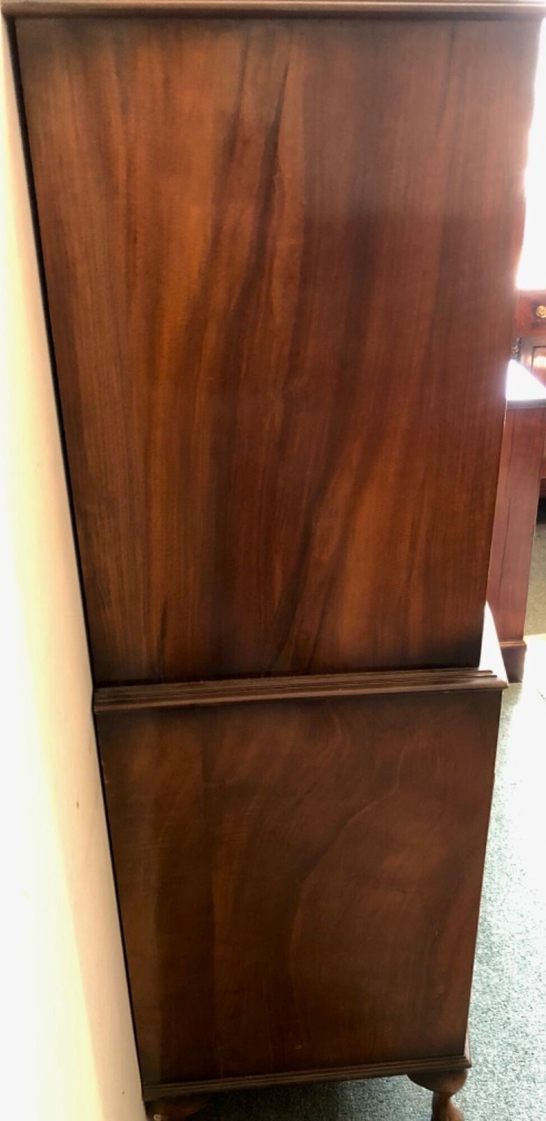 Small Early 20th Century Bow Fronted Walnut Tallboy photo vintage