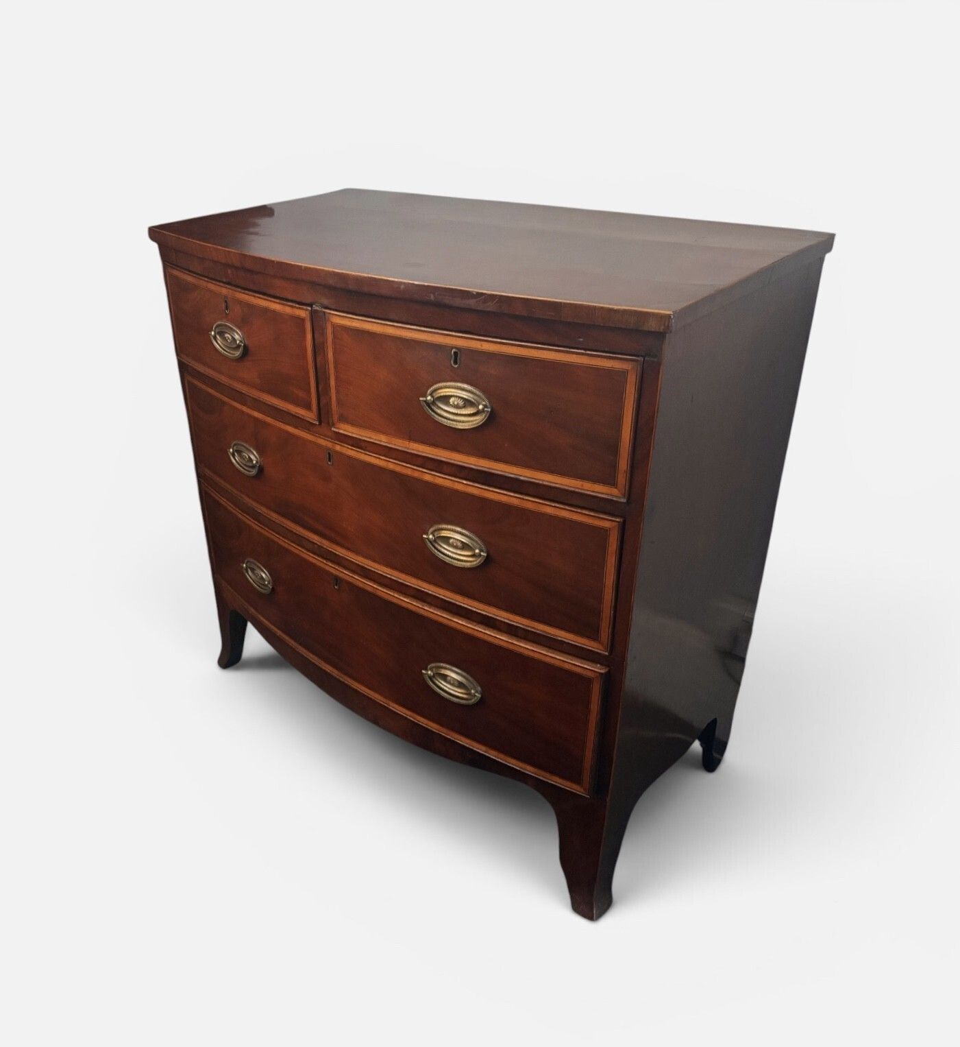 Regency Mahogany Small Bow Front Chest Of Drawers photo for sale