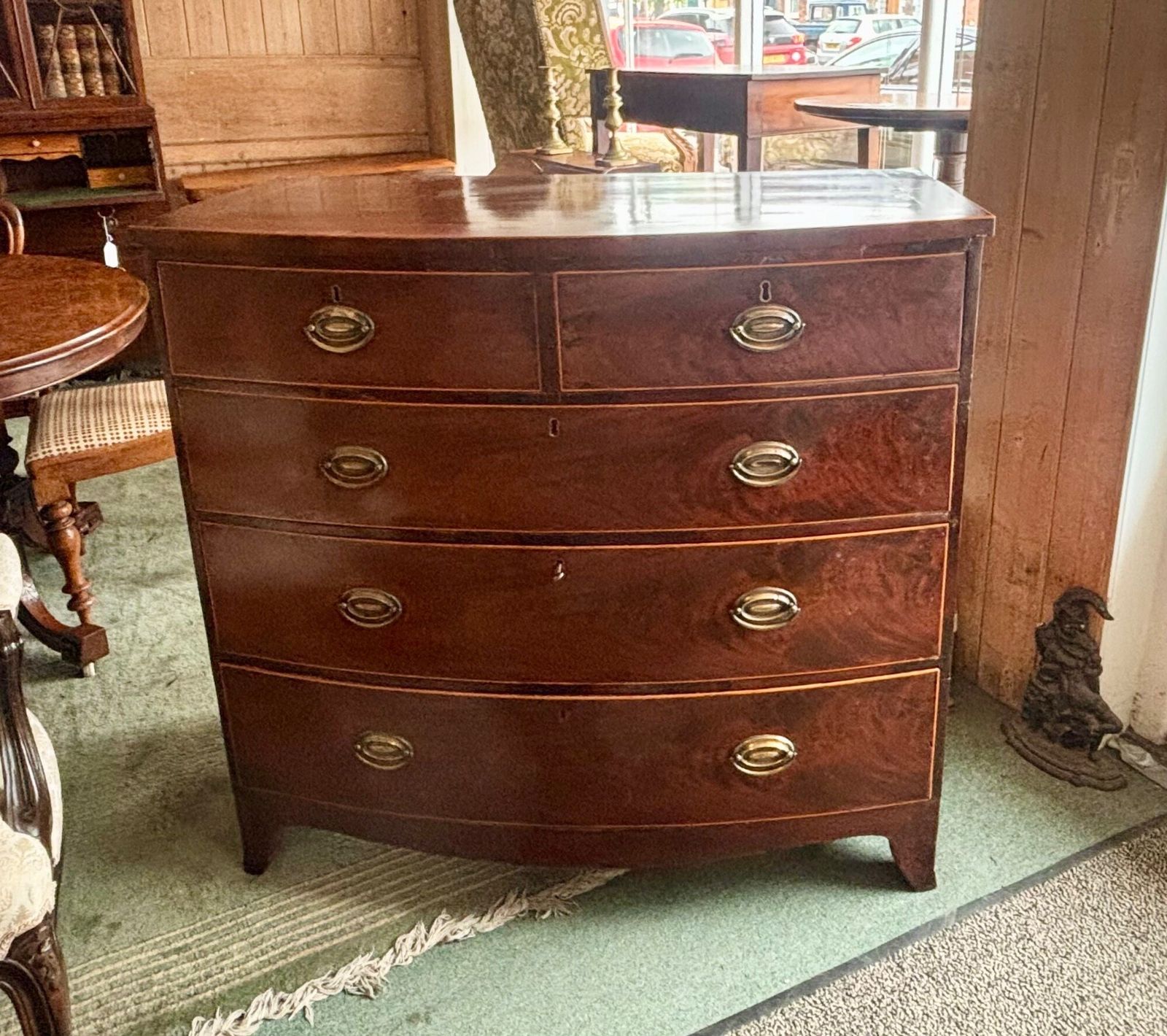 Regency Mahogany And Cross Banded Bow Front Chest Of Drawers photo vinterior