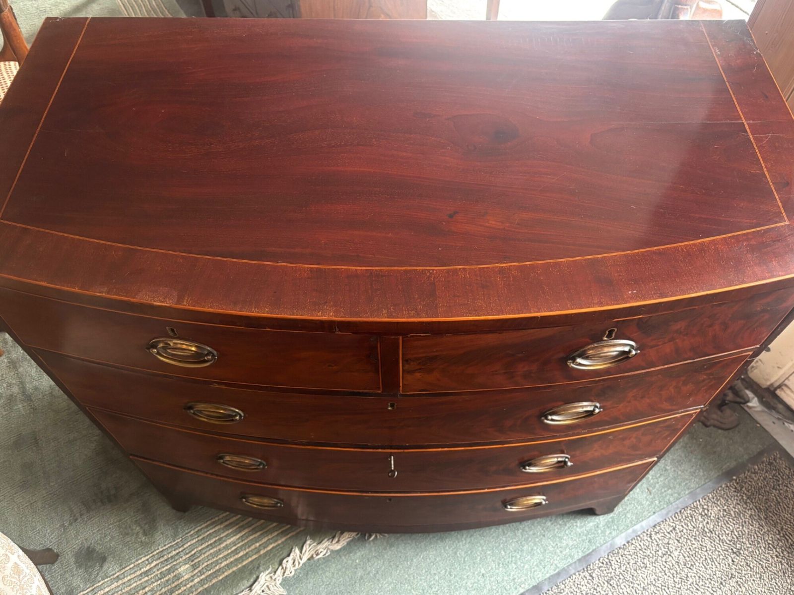 photo furniture Regency Mahogany And Cross Banded Bow Front Chest Of Drawers