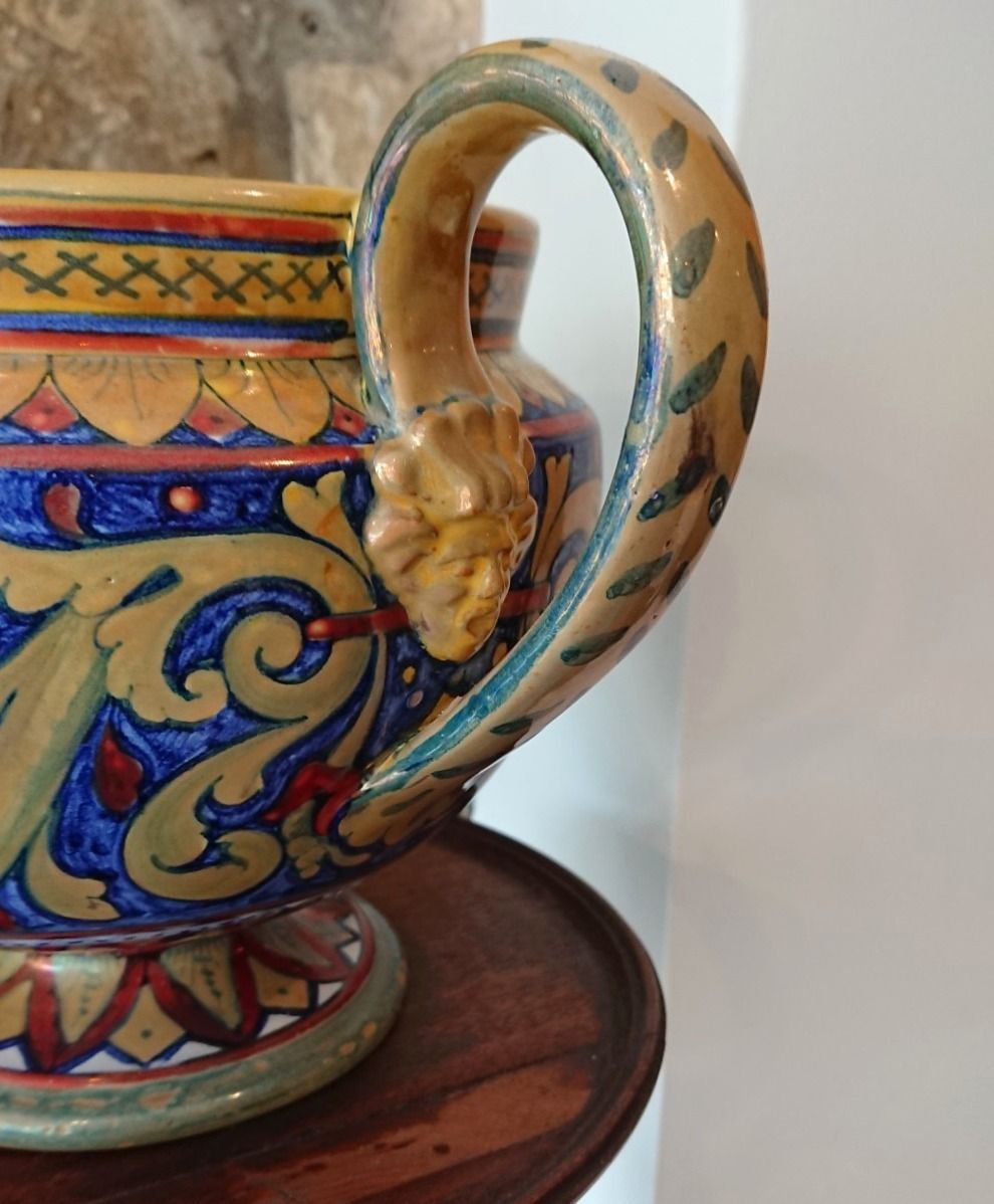 Italian Lustre Glazed Majolica Two Handled Vase By Rubboli photo Home Decor