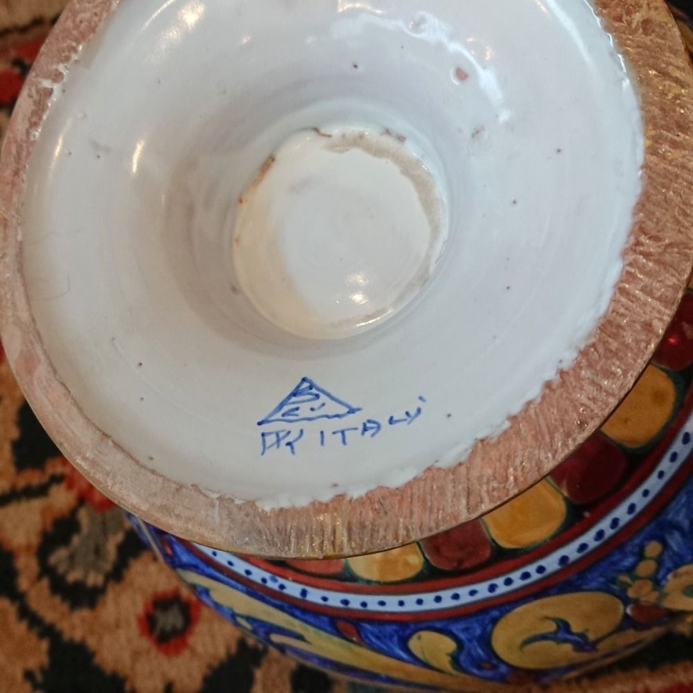 Italian Lustre Glazed Majolica Two Handled Vase By Rubboli photo vinterior