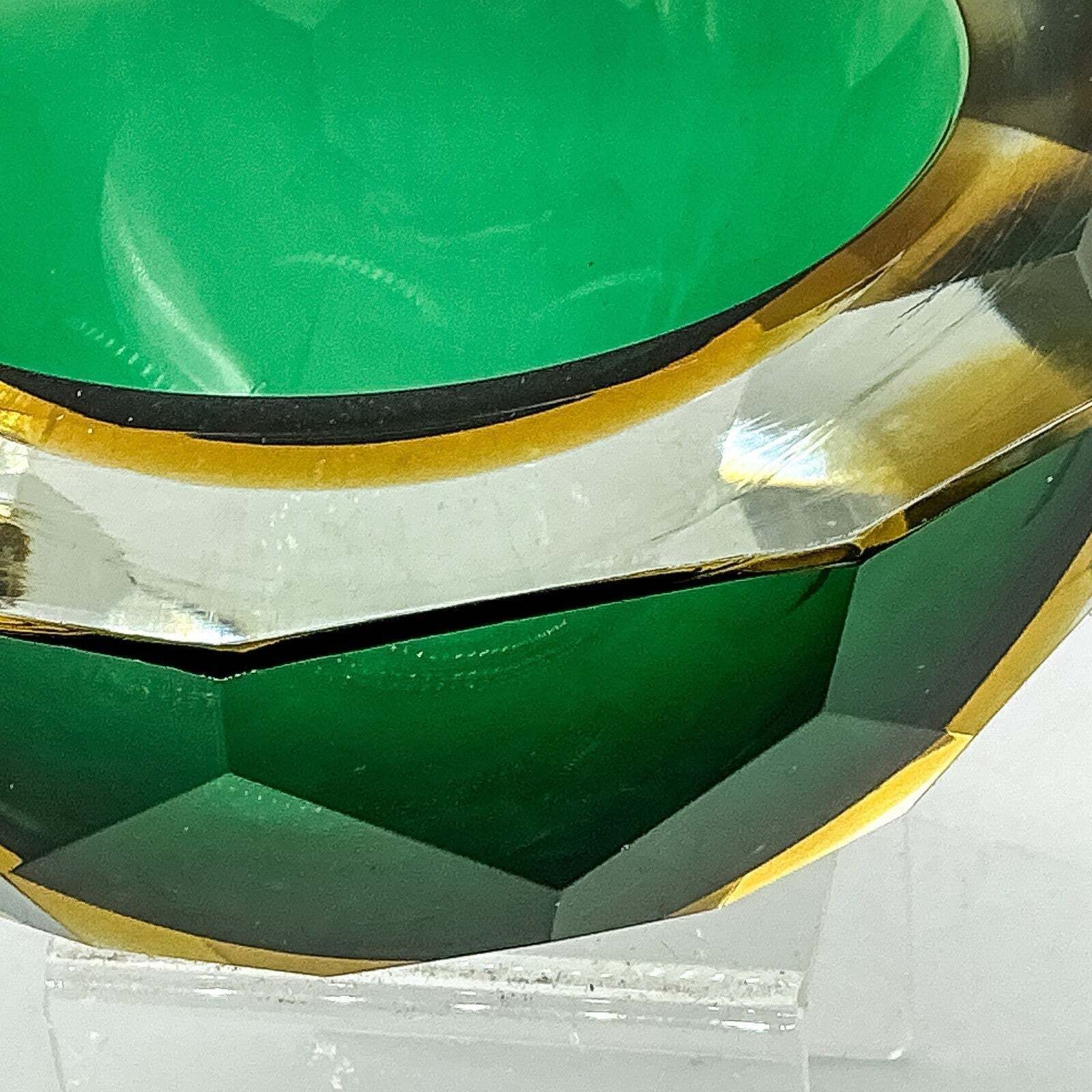 Murano Mandruzzato Sommerso 12 Diamond Faceted Geode Glass Bowl 70s Mcm photo vinterior