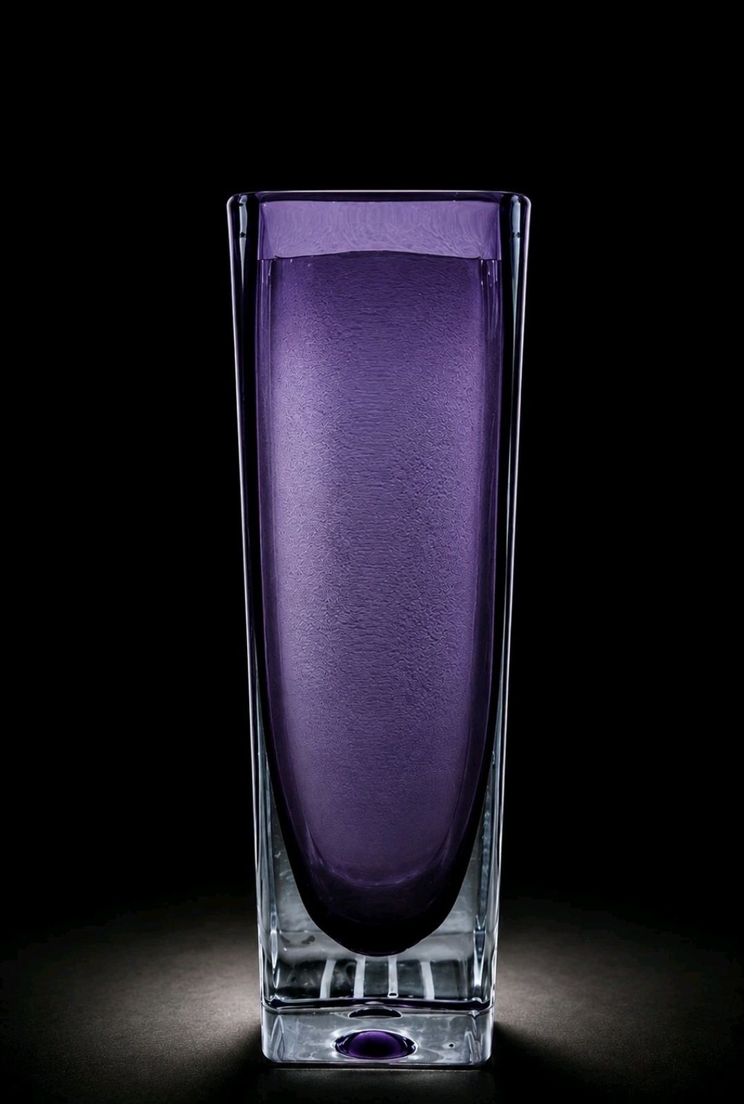 Purple Sommerso Style Art Glass Vase Geometric Form