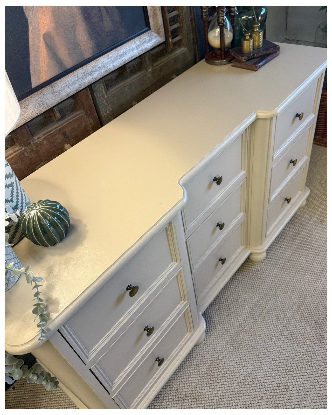 Elegant Painted Pine Chest Of 9 Drawers In Oxford Stone By Farrow & Ball photo Furniture