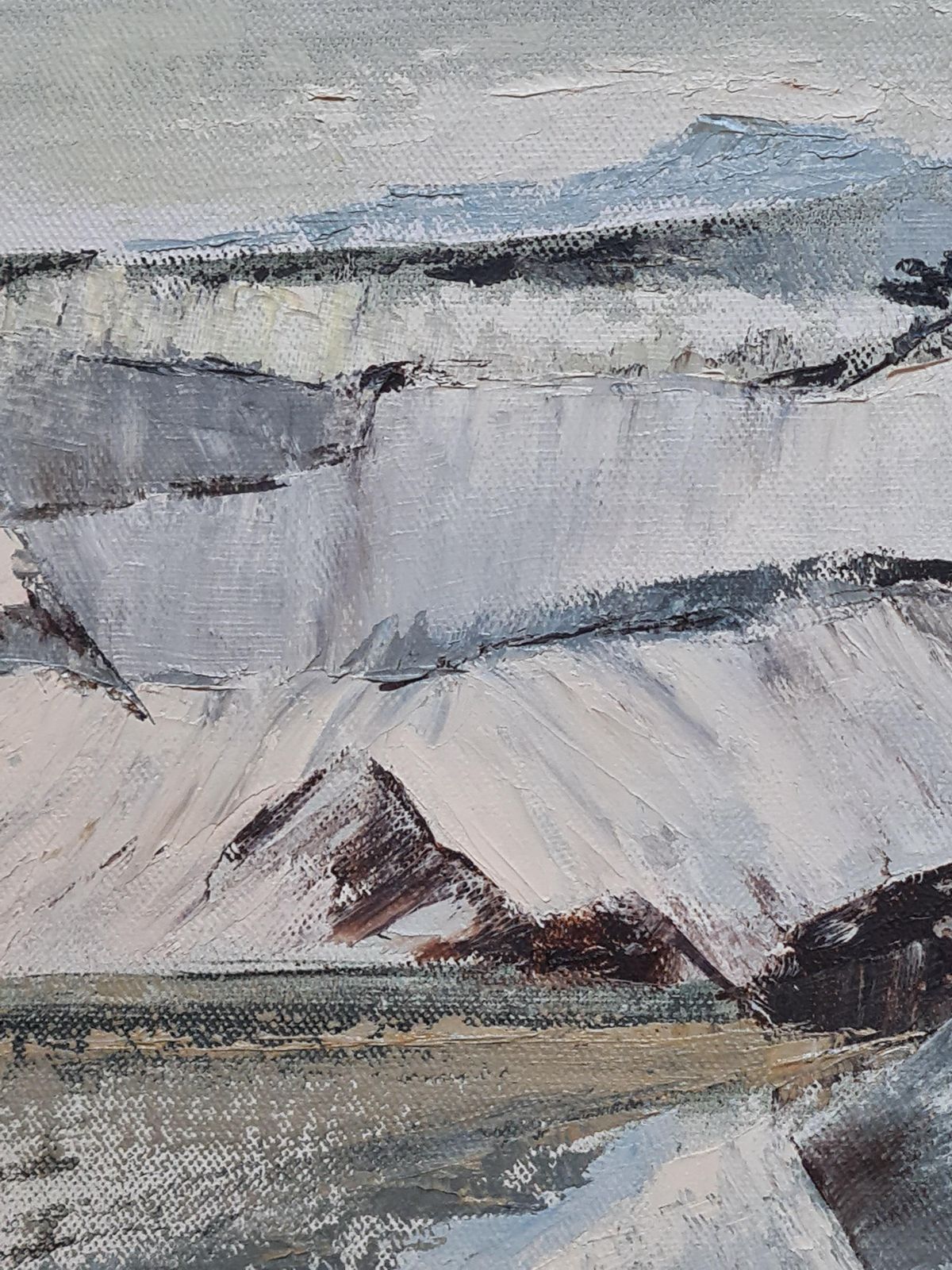 Mountain Landscape Oil On Canvas, Modern Style, Late 20th Century photo for sale