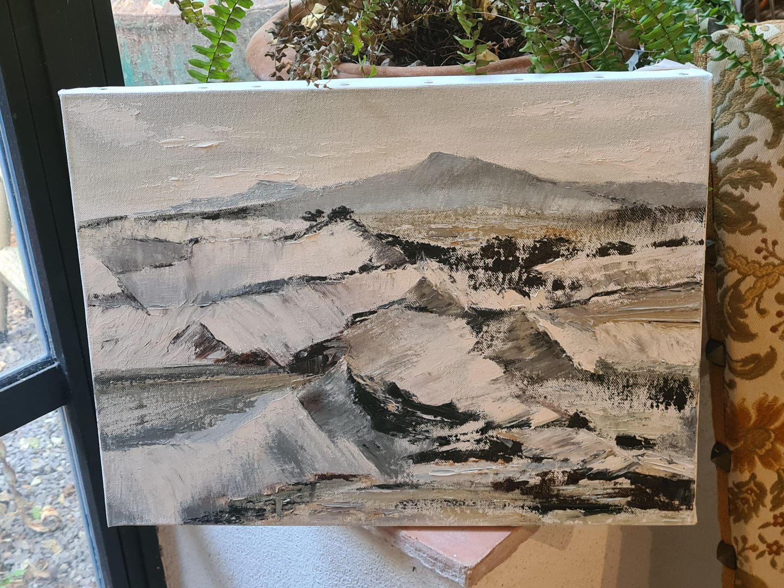 photo furniture Mountain Landscape Oil On Canvas, Modern Style, Late 20th Century