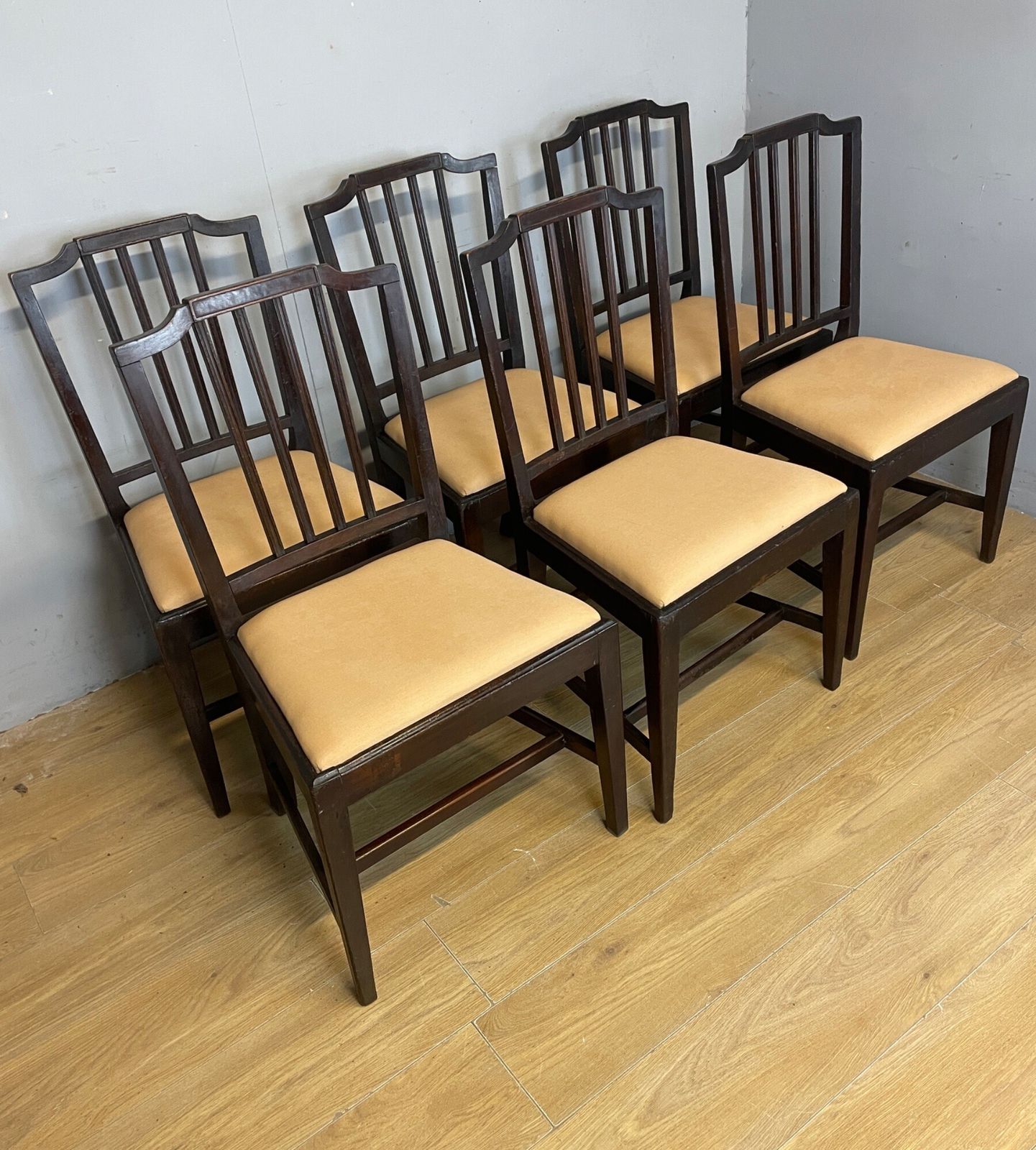 Set Of Six Late Georgian Mahogany Country Made Dining Chairs photo Furniture