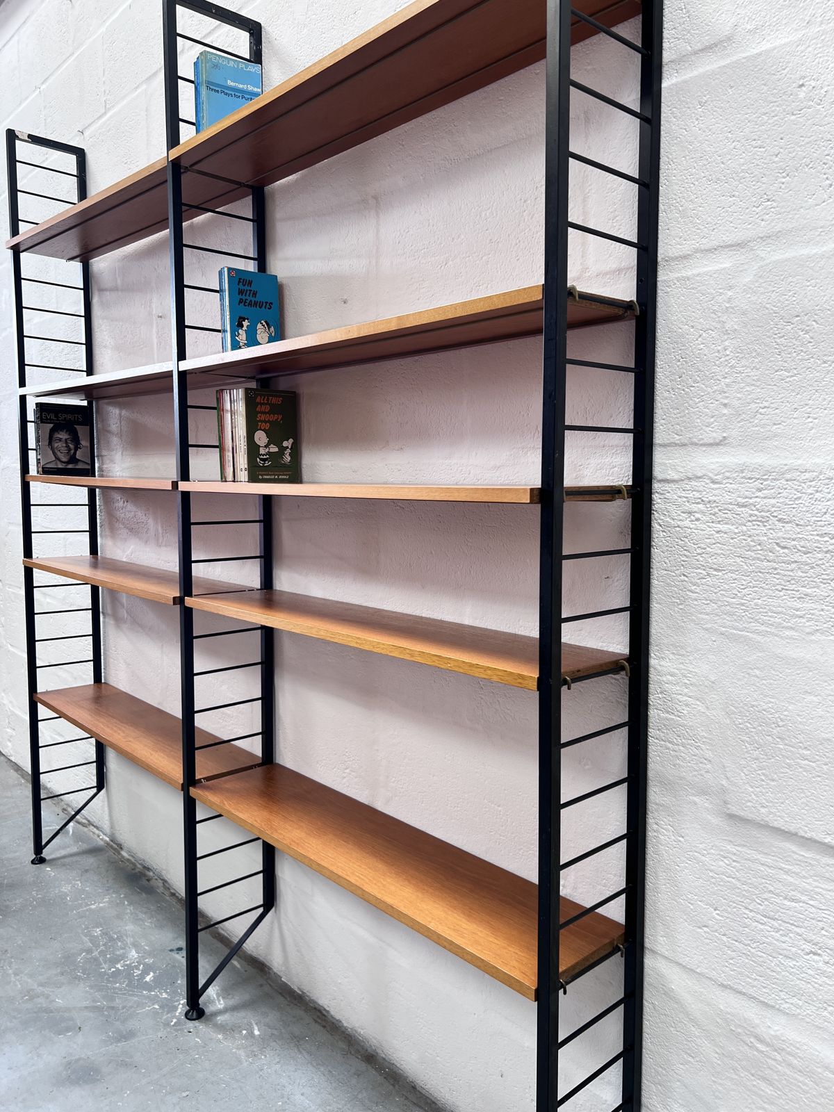 1960s Two Bay Slim Metal Ladderax Shelving / Bookcase  photo vinterior
