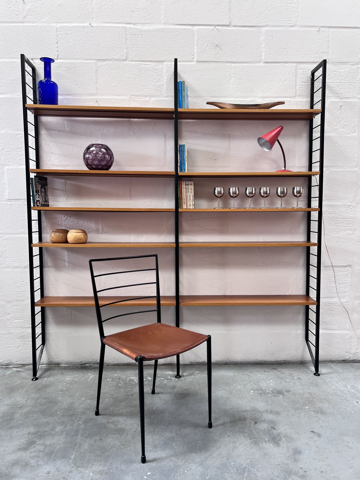 photo furniture 1960s Two Bay Slim Metal Ladderax Shelving / Bookcase 