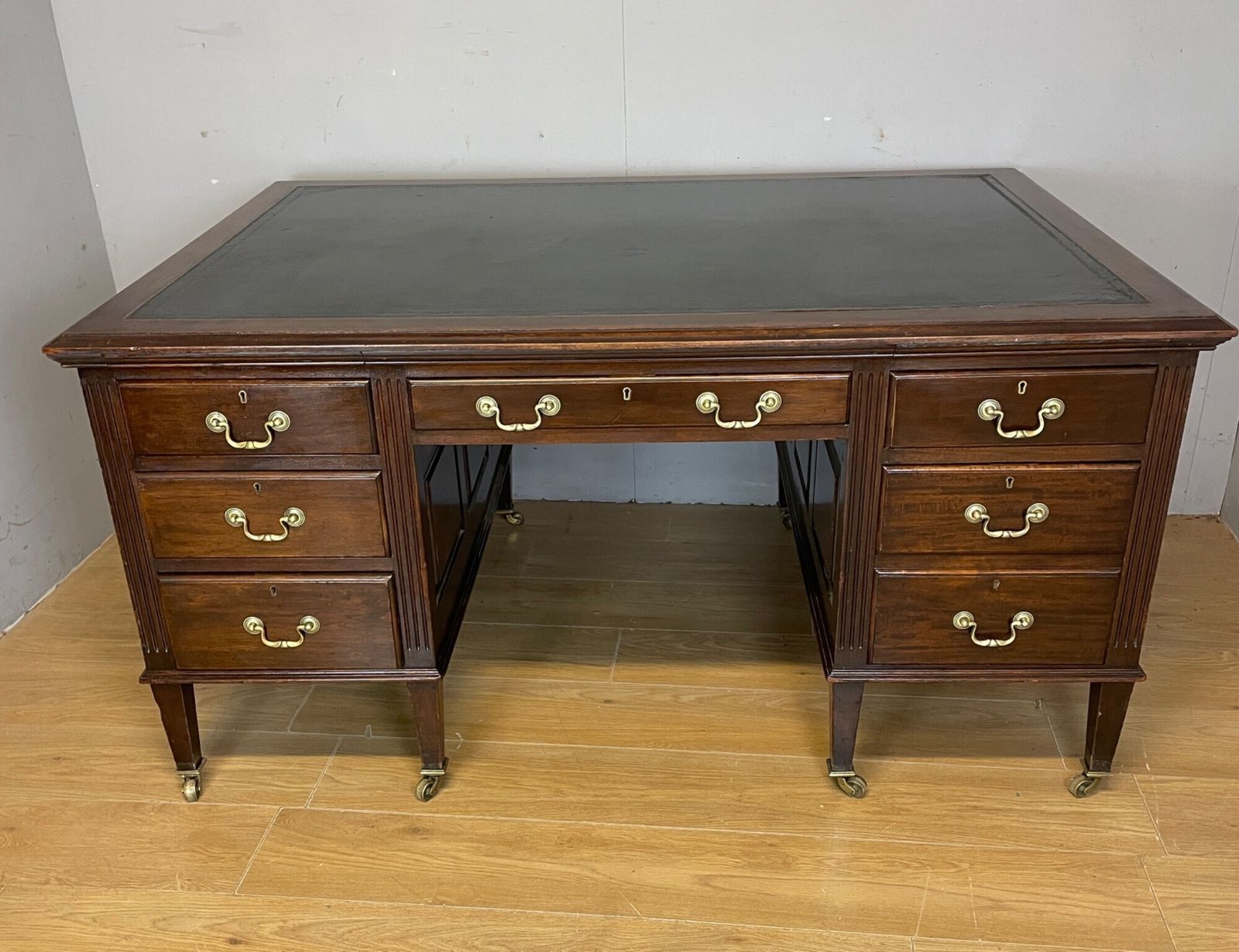 Edwardian Mahogany Partners Desk By Cookes Of Finsbury London