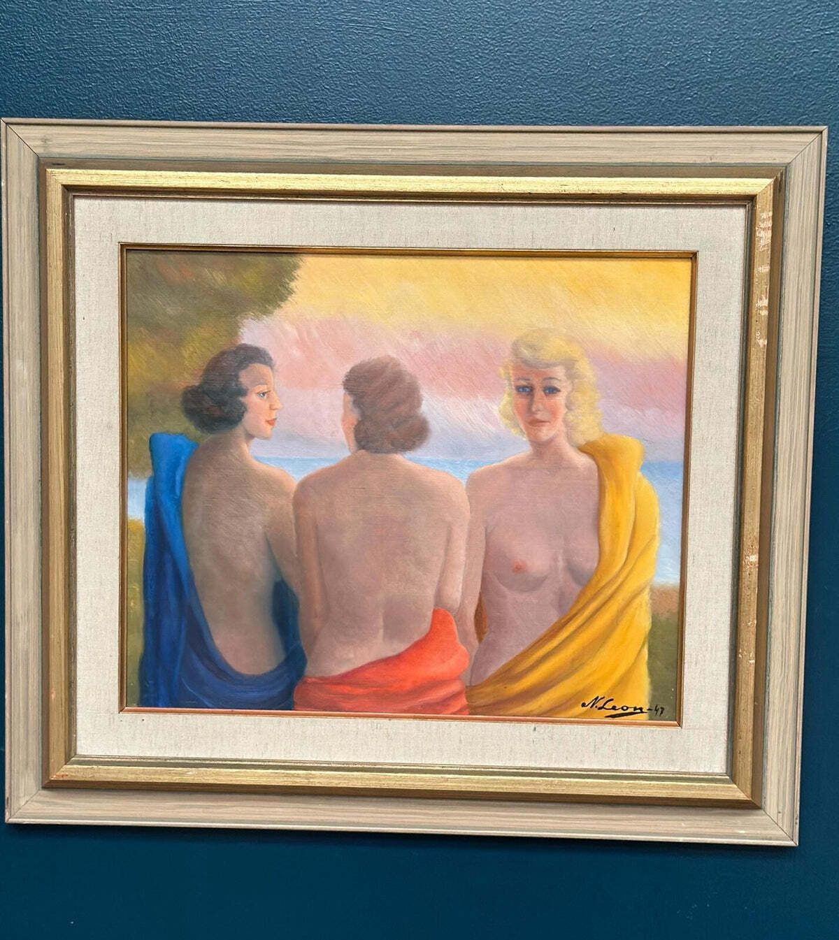 Three Women By N. Leon (1947), Early 20th Century photo for sale