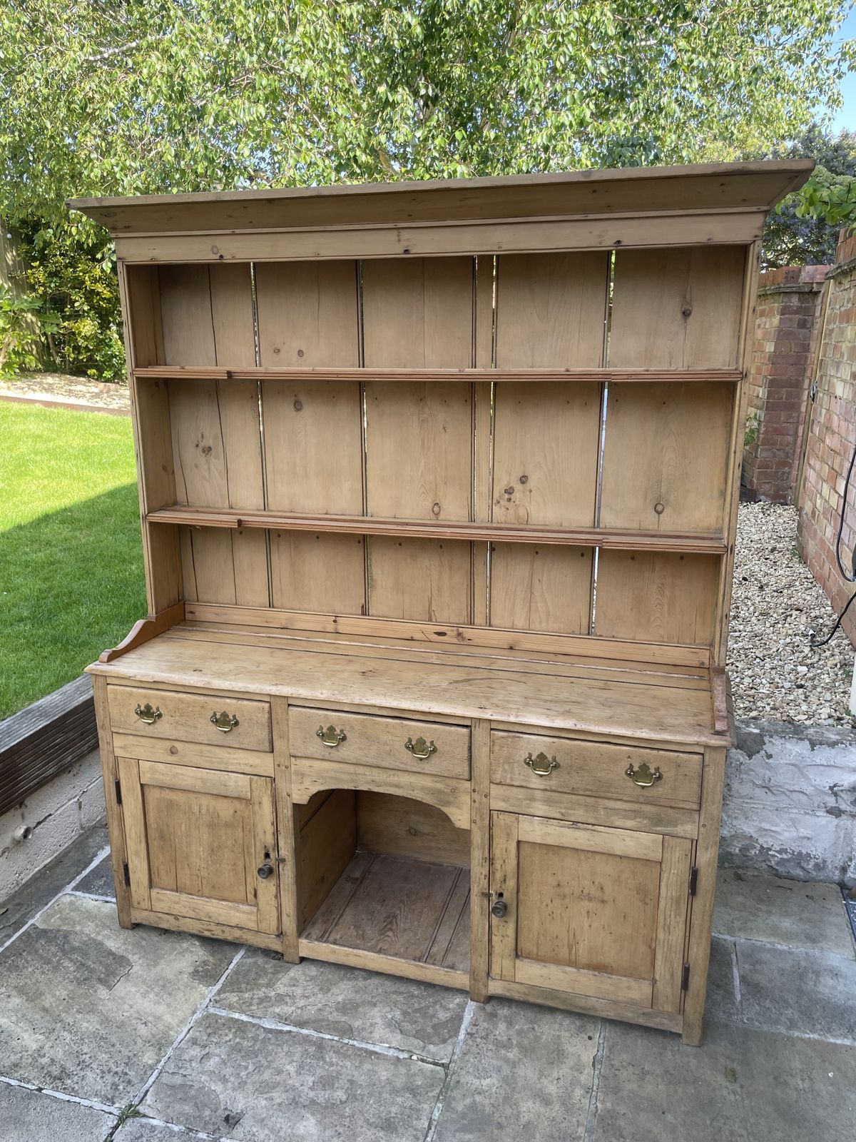 19th Century Stripped Pine French Dresser
