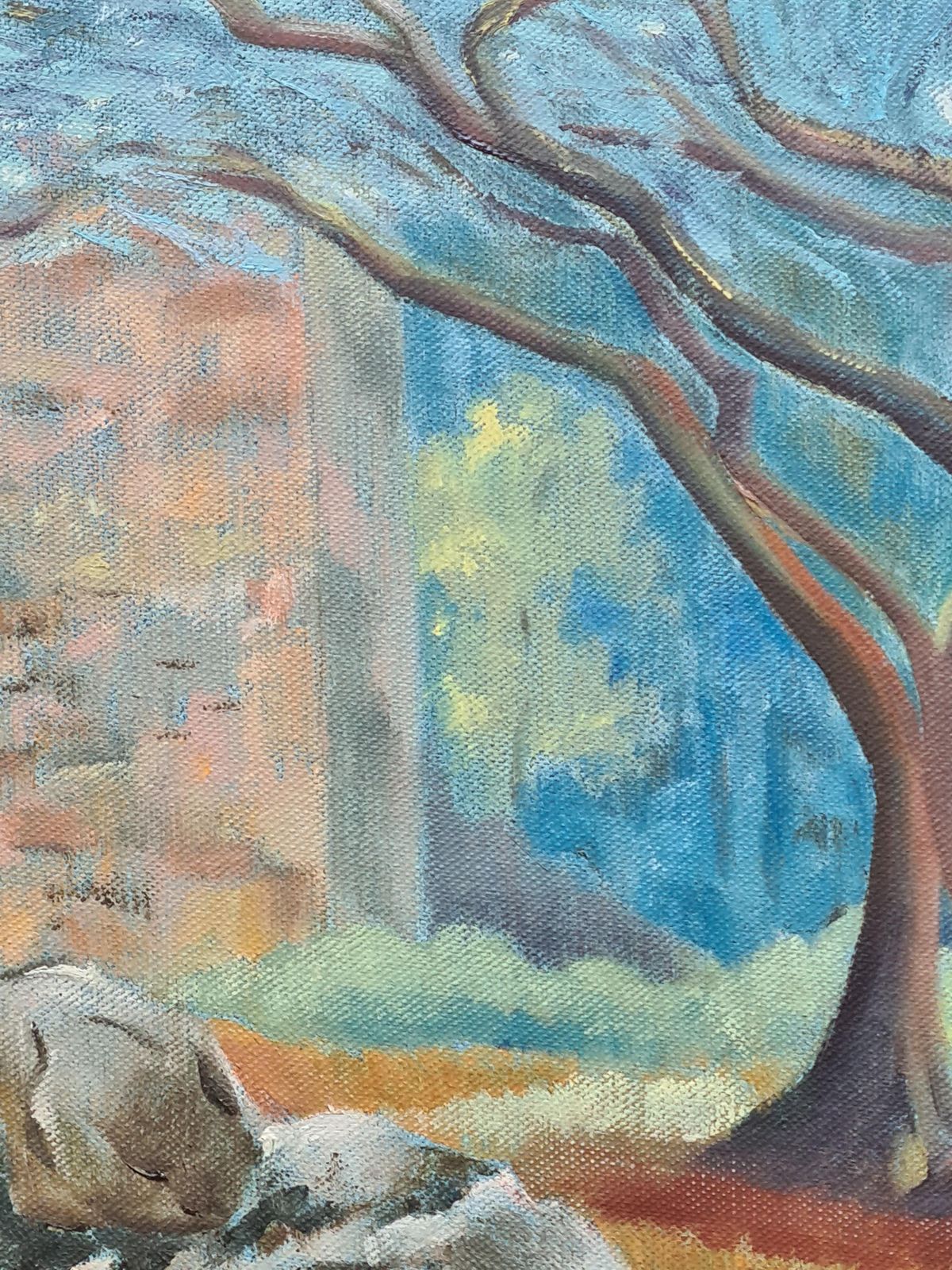 French Bastide Landscape Painting, Oil On Canvas, Late 20th Century photo Art