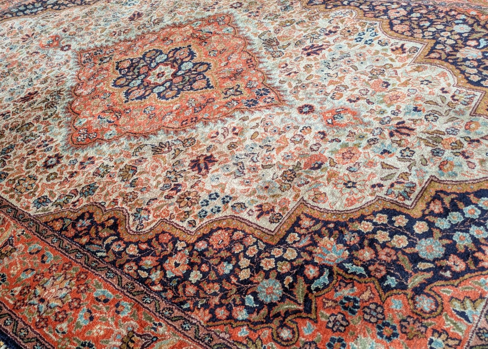 Pretty Kashmir Silk Carpet photo for sale