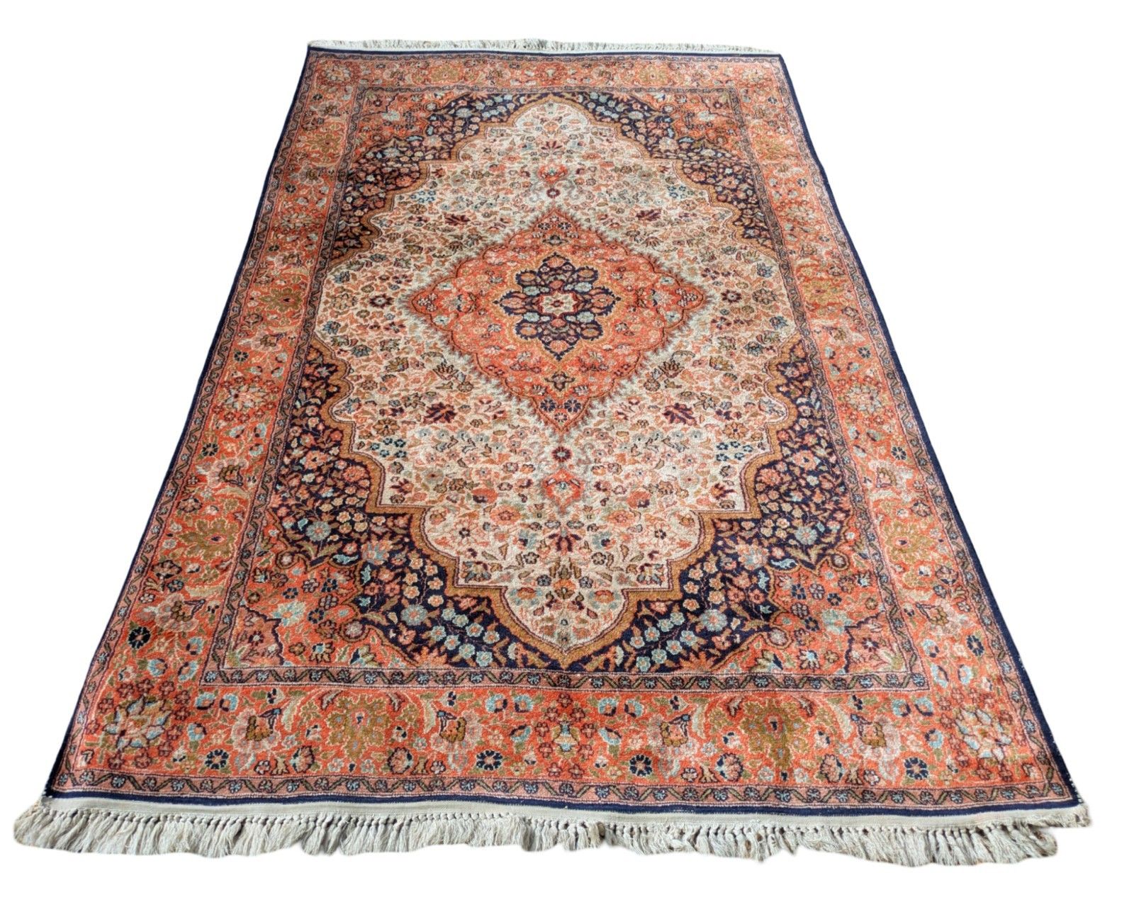 Pretty Kashmir Silk Carpet photo Textiles
