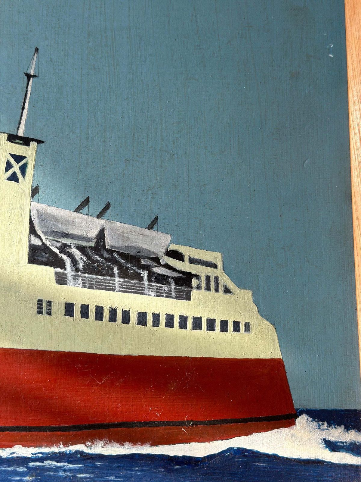 Maritime Modernist Oil, Ms Viking I By G.R. Cattermole, 1976 — Thoresen Cross Channel Ferry photo Art