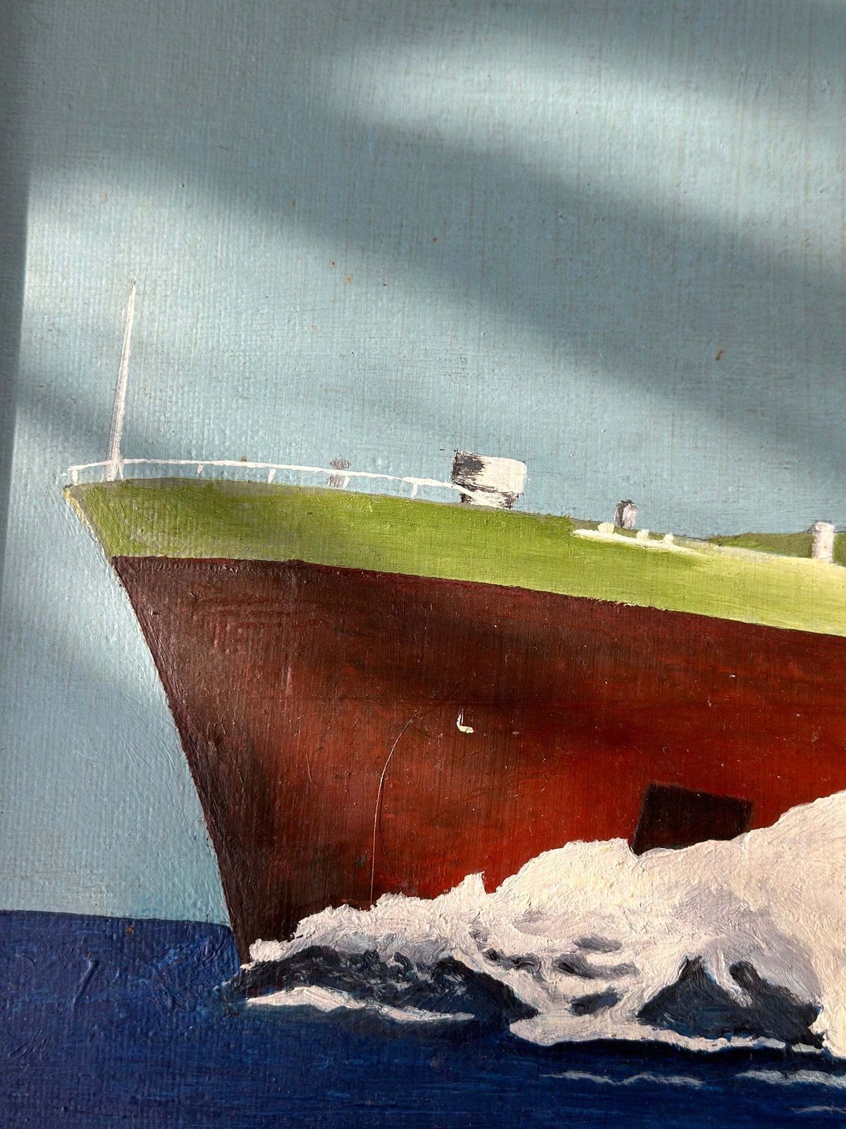 Maritime Modernist Oil, Ms Viking I By G.R. Cattermole, 1976 — Thoresen Cross Channel Ferry photo 245.0