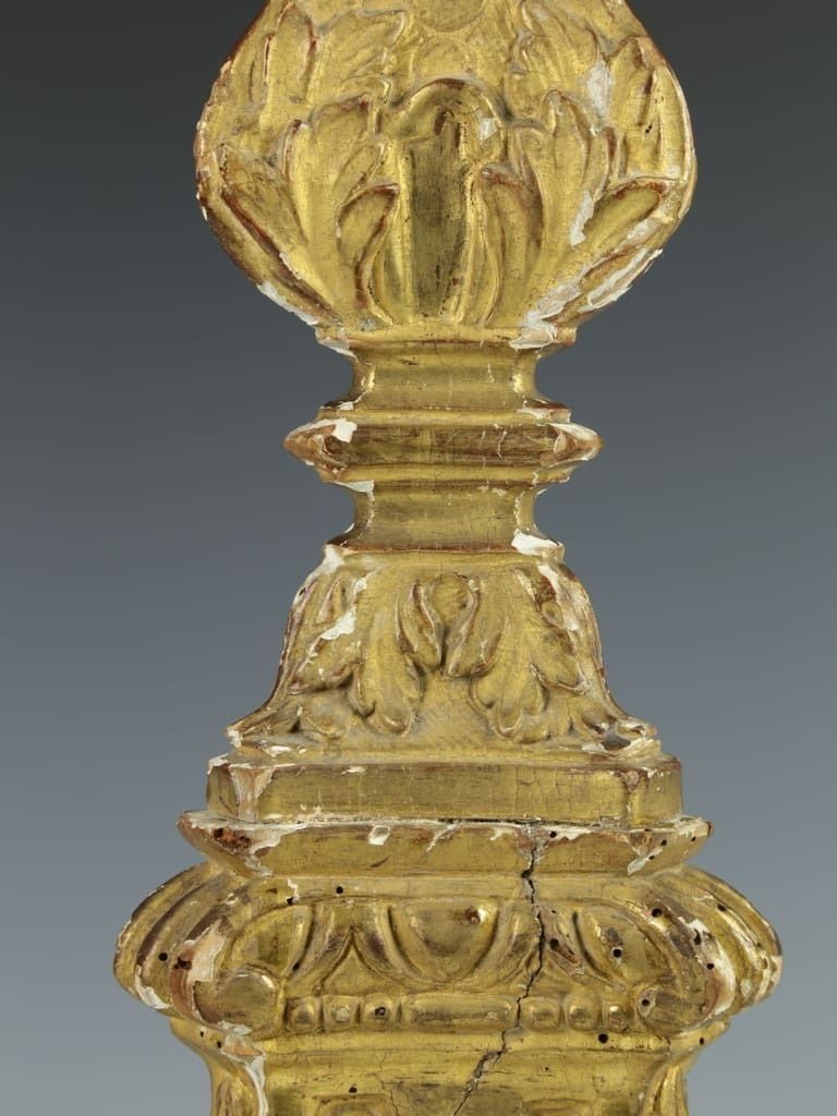 Antique Italian Altar Candlestick – Hand Carved Wood With Gilt And Gesso photo buy