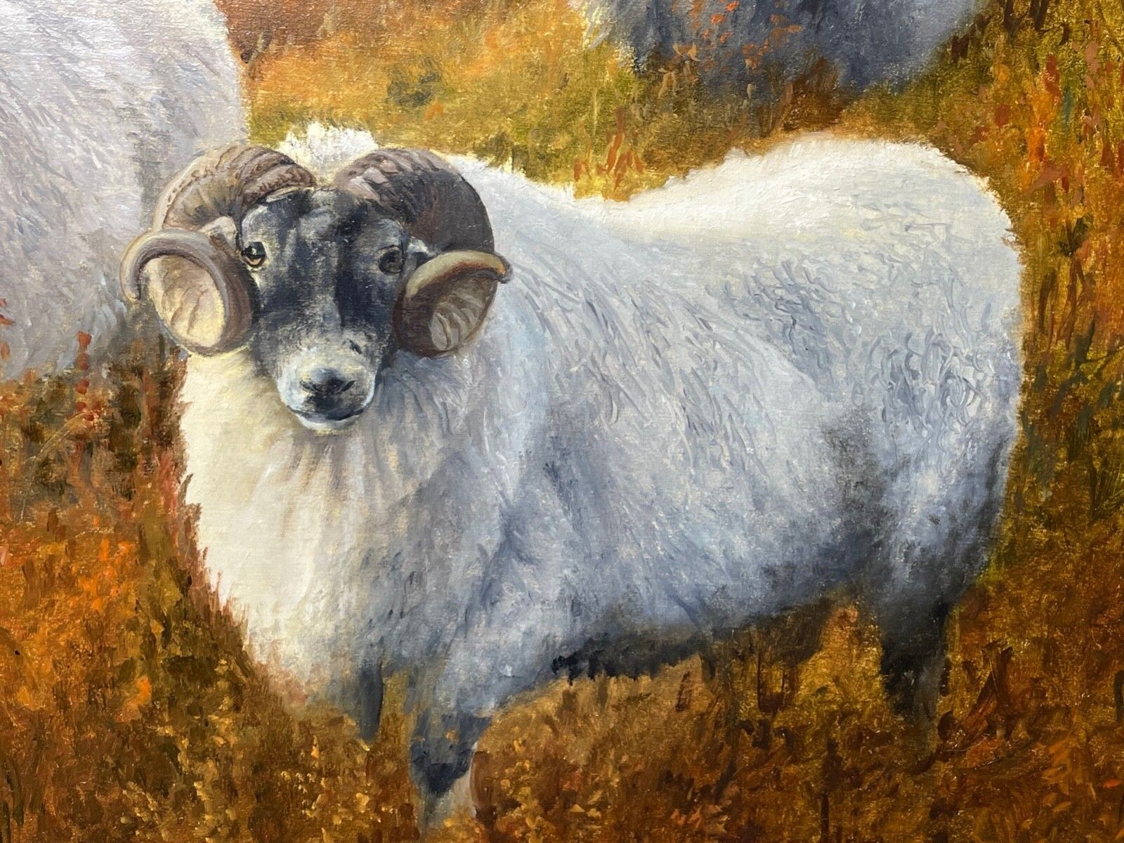 photo for sale British Oil Painting Sheep In Scottish Highlands Landscape Signed By Elizabeth Halstead,