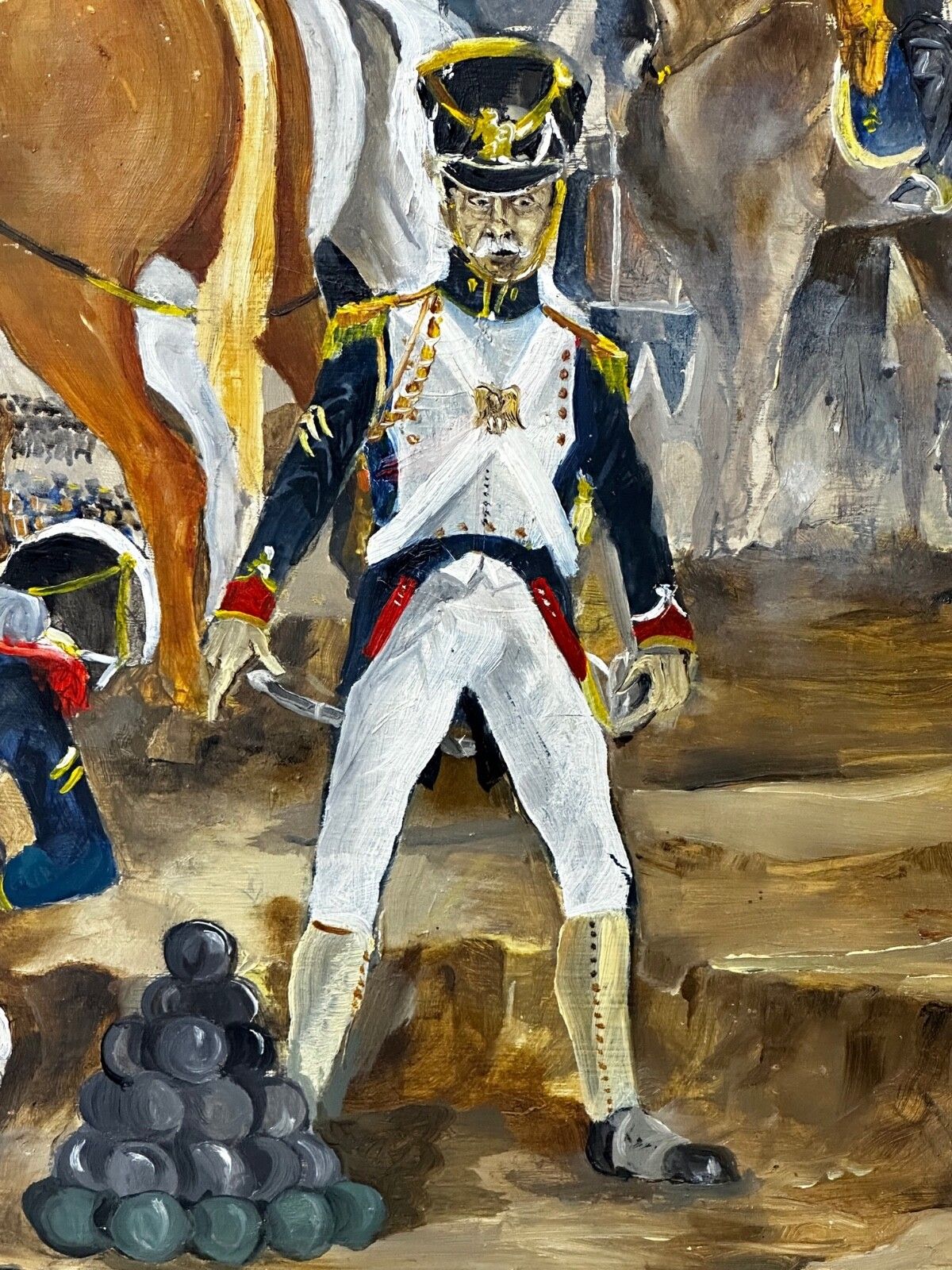 photo vintage Large Oil Painting Battle Waterloo