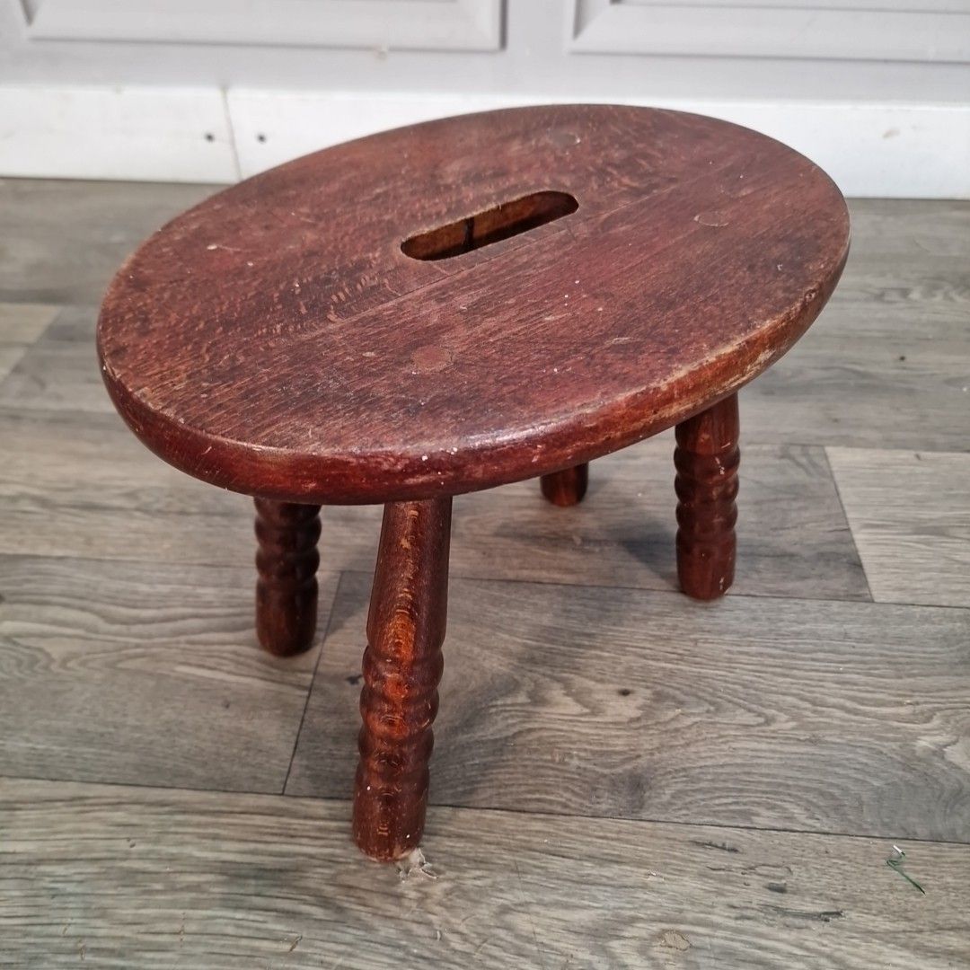 Vintage Wooden Mini Stool Rustic Farmhouse Seat Small Footrest Primitive Milking photo furniture