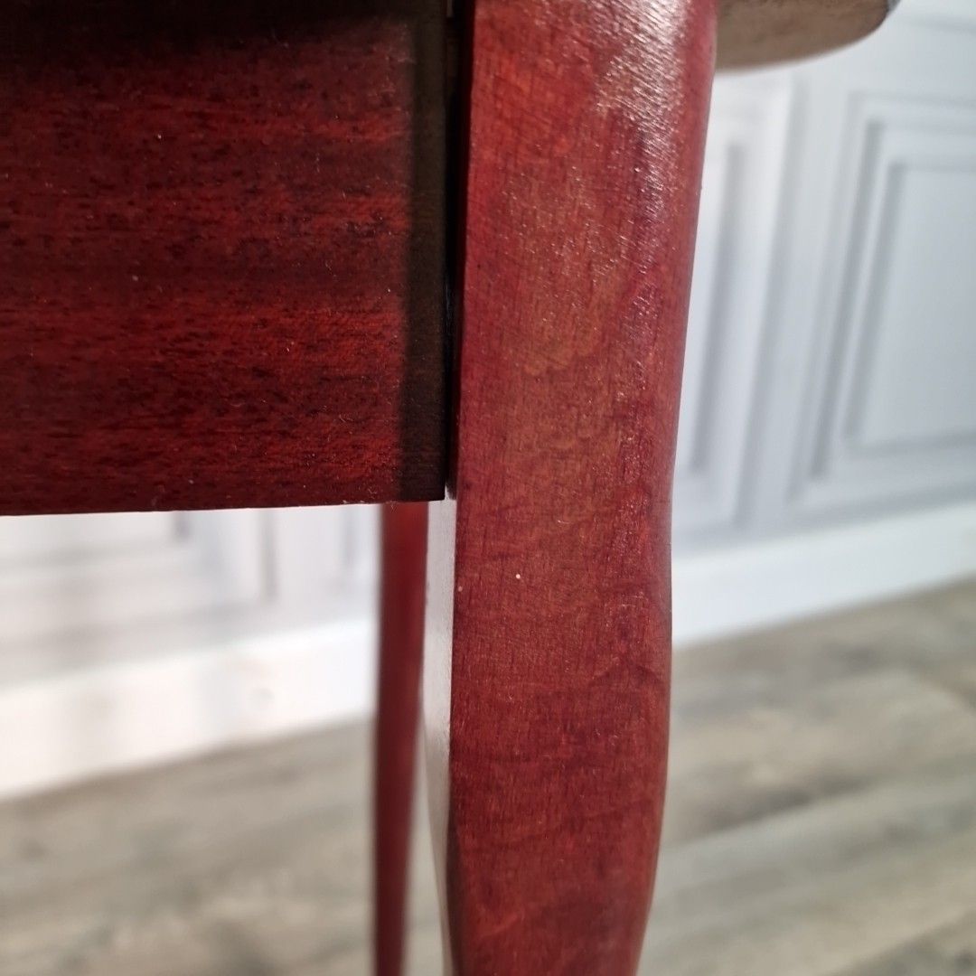 photo vinterior Vintage Mahogany Side Table Round Queen Anne Antique Style Wine Lamp Vintage