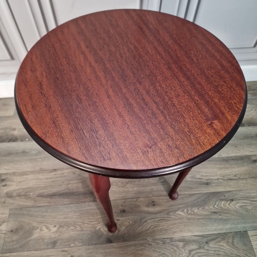 photo buy Vintage Mahogany Side Table Round Queen Anne Antique Style Wine Lamp Vintage