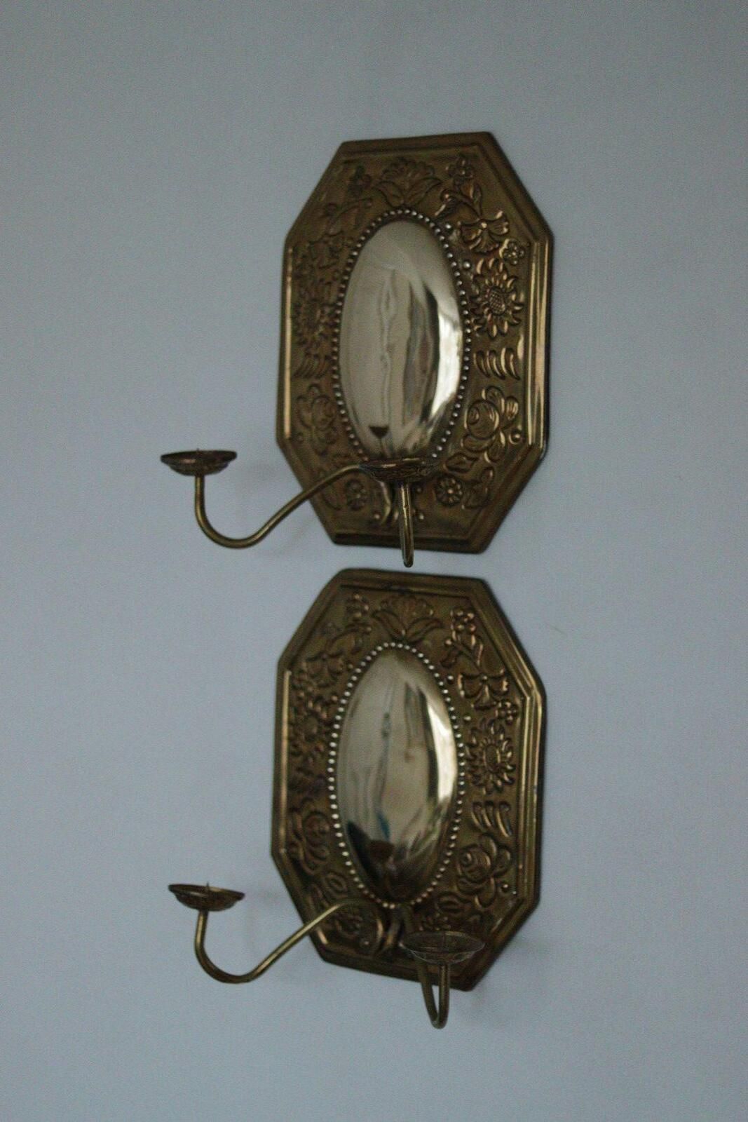 Pair Of Mid Century Swedish Brass Octagonal Double Arm Sconces photo furniture
