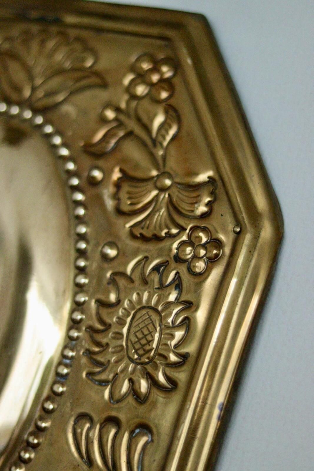 photo vintage Pair Of Mid Century Swedish Brass Octagonal Double Arm Sconces